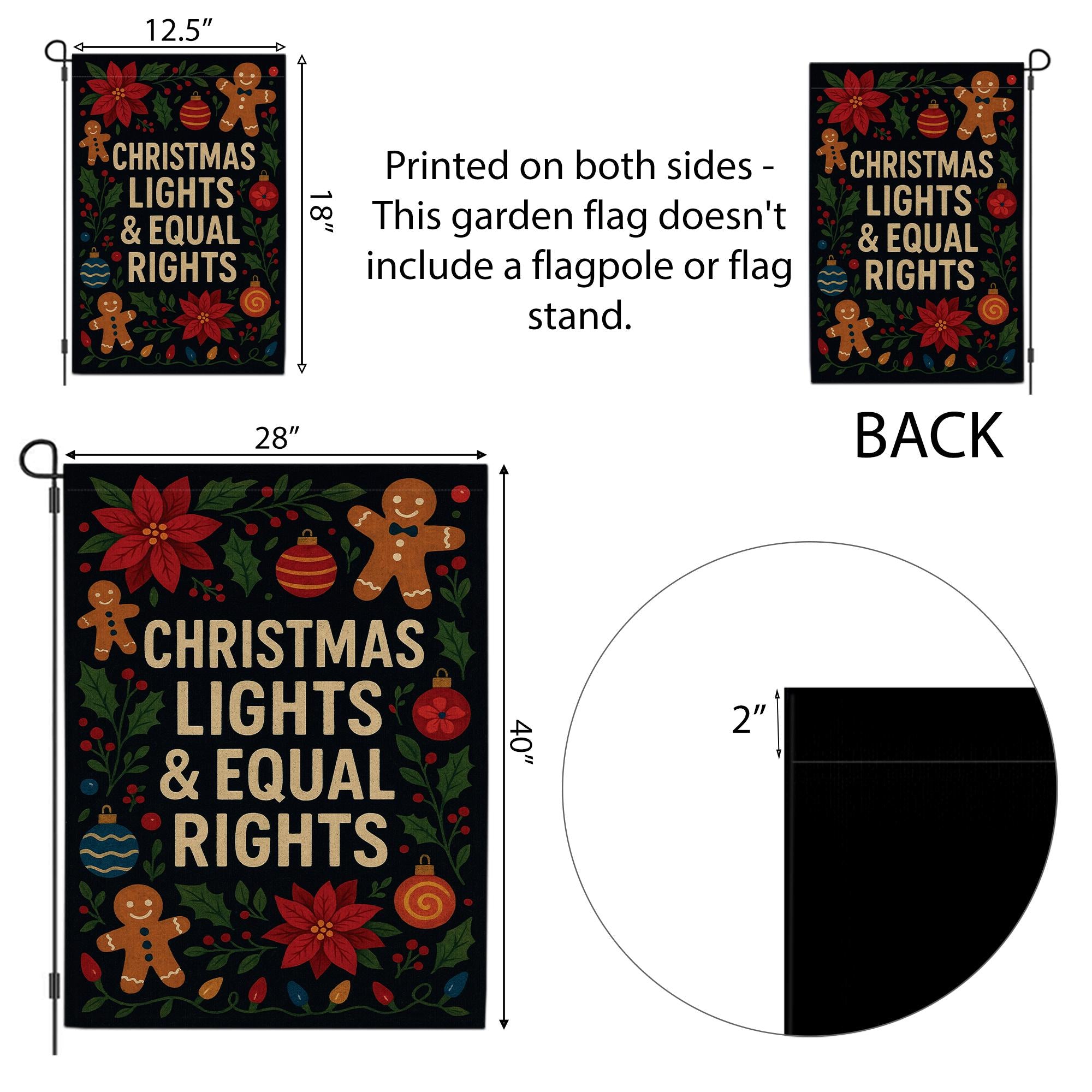Christmas Lights & Equal Rights Garden Flag: Home Outdoor Flag