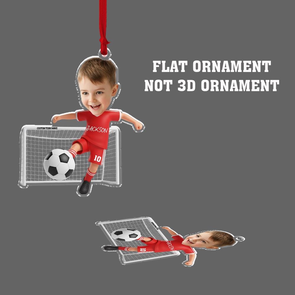 Custom Soccer Player Ornament, Personalized Kids Sports Decoration, Custom Name Football Keepsake
