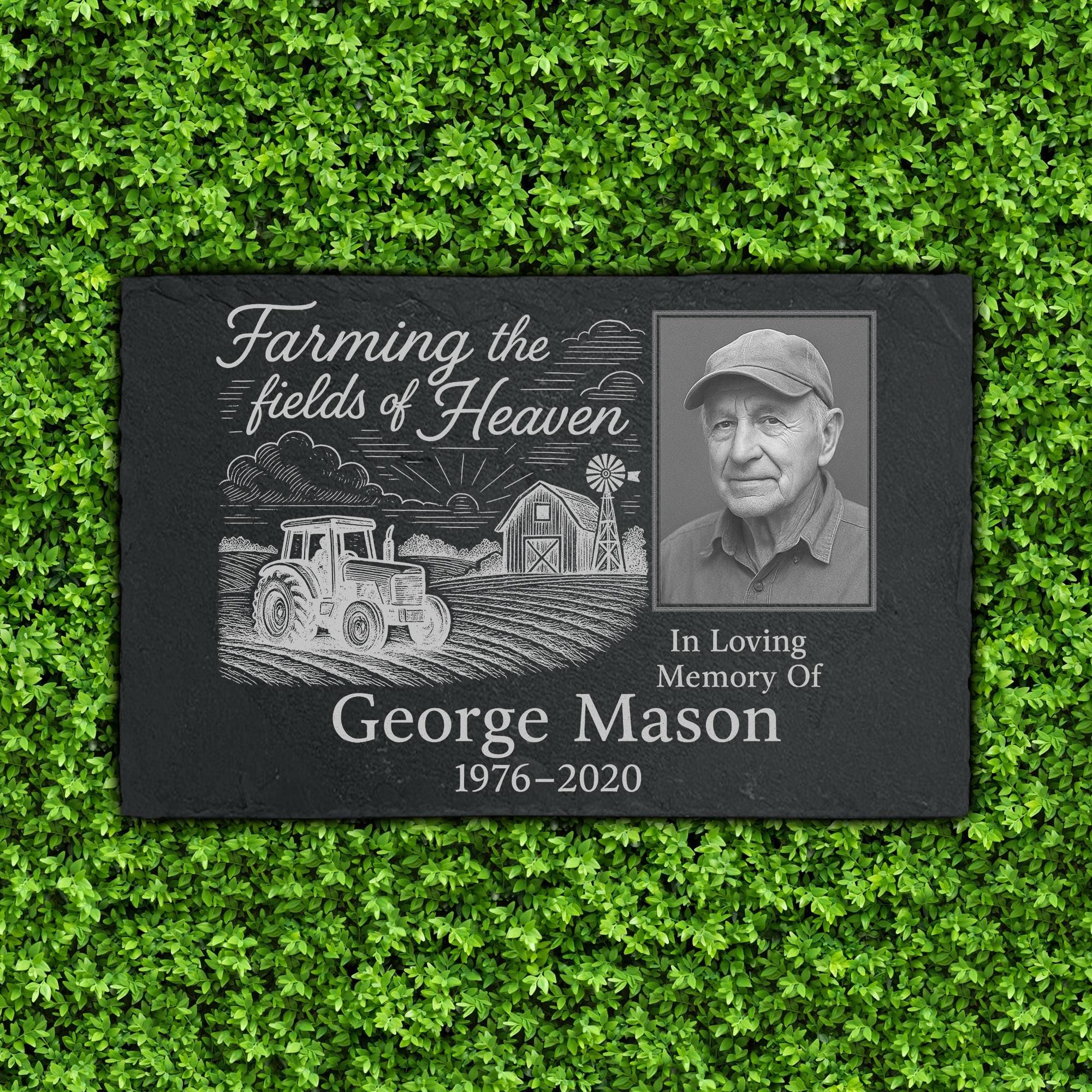 Personalized “Fields of Heaven” Memorial Garden Stone | In Loving Memory Outdoor Plaque