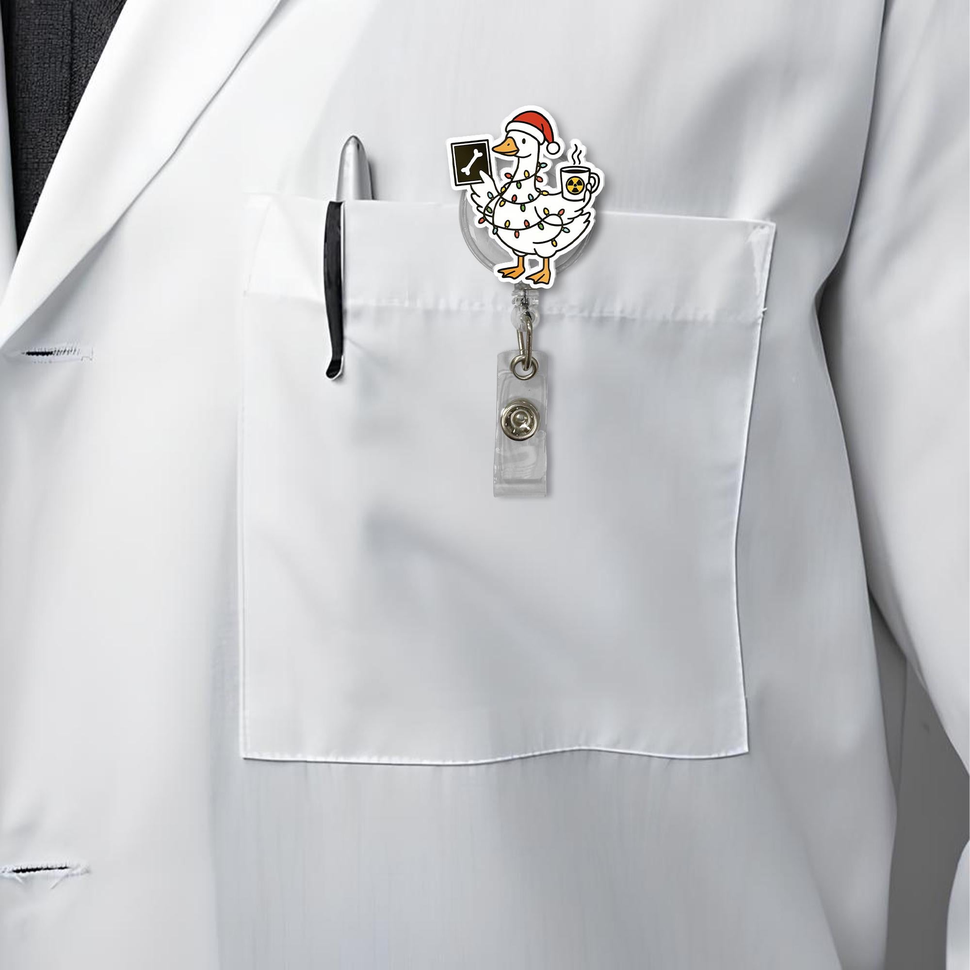 Holiday Goose Xray Badge Reel | Medical Christmas ID Ornament