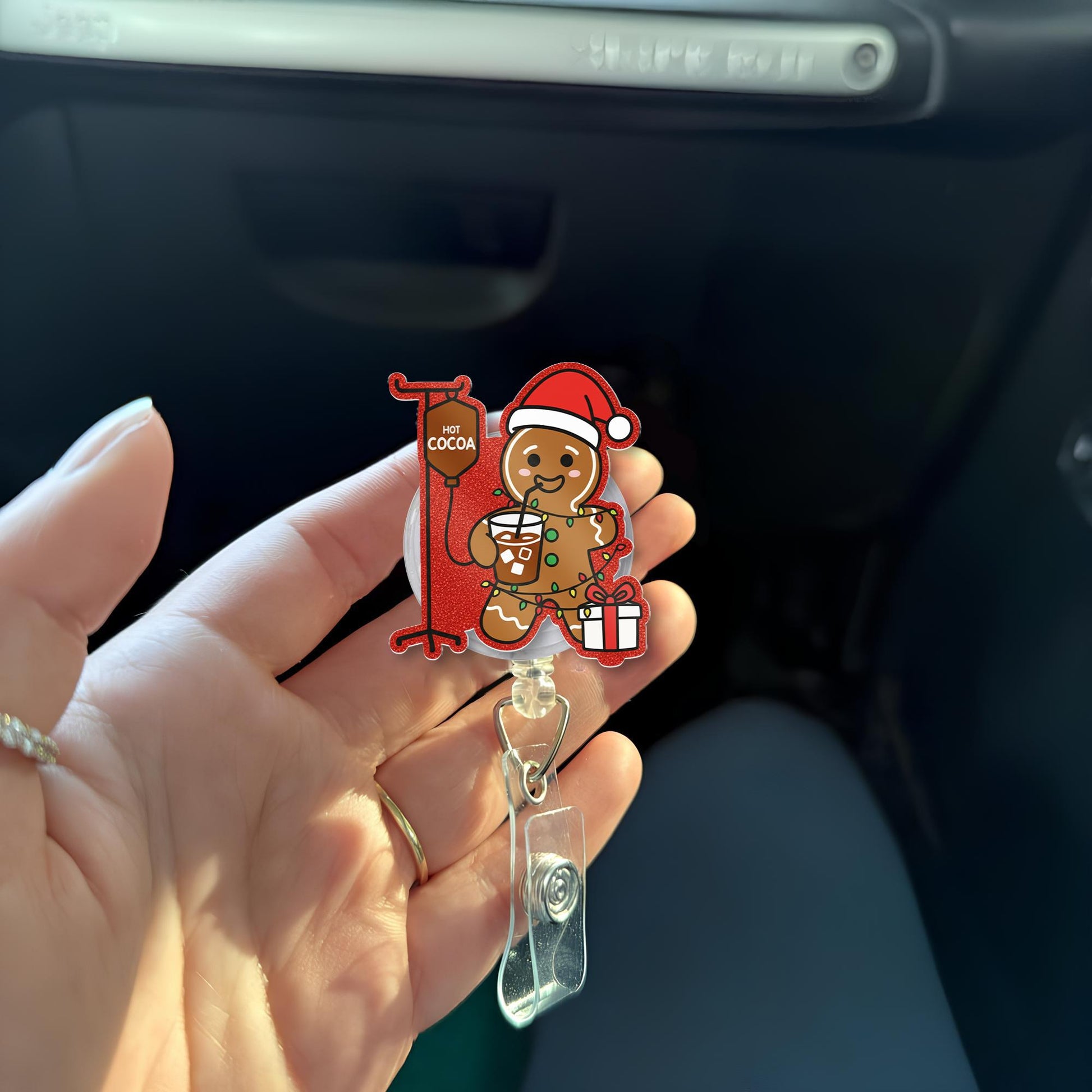 Gingerbread Nurse Christmas Badge Reel: Holiday RN ID Holder
