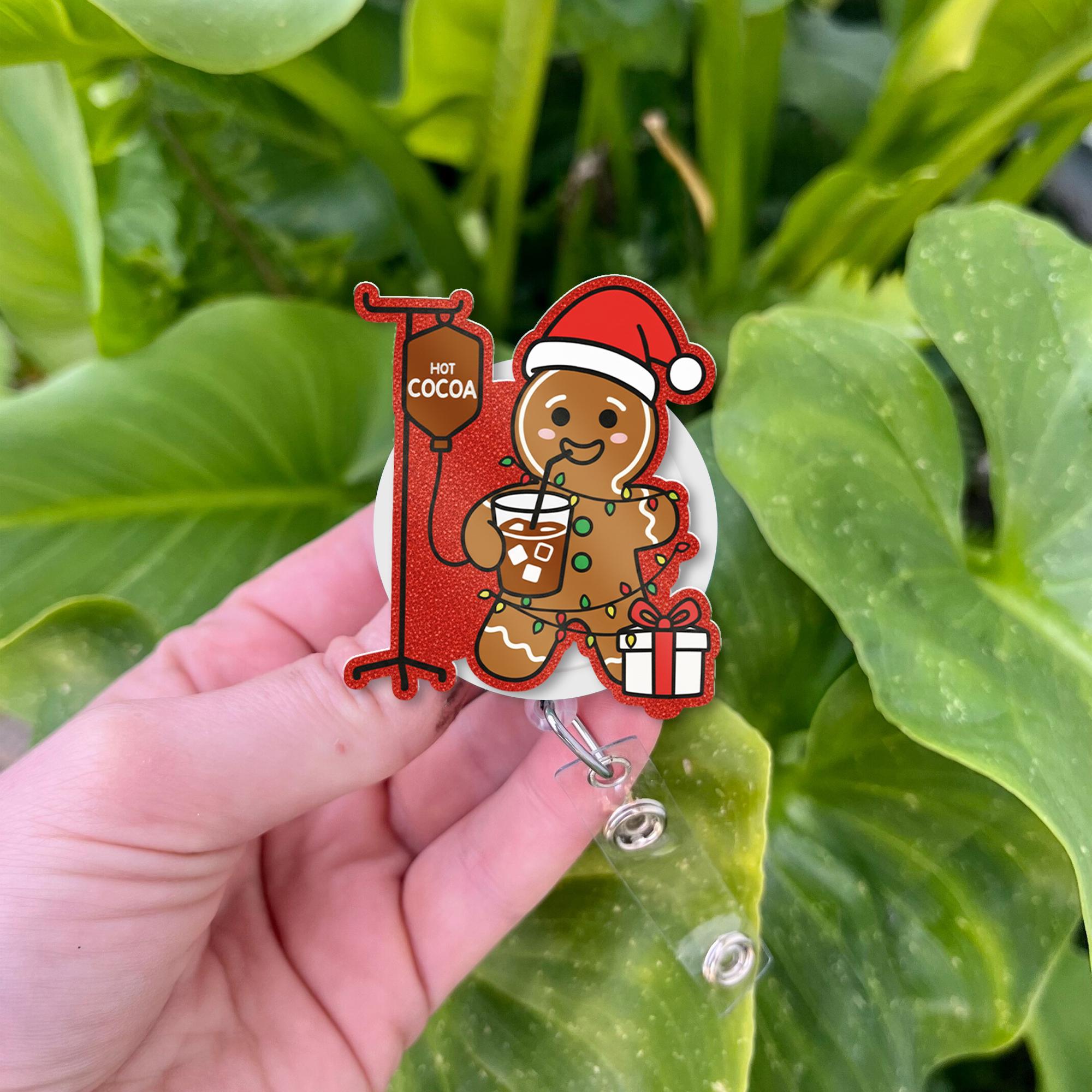 Gingerbread Nurse Christmas Badge Reel: Holiday RN ID Holder