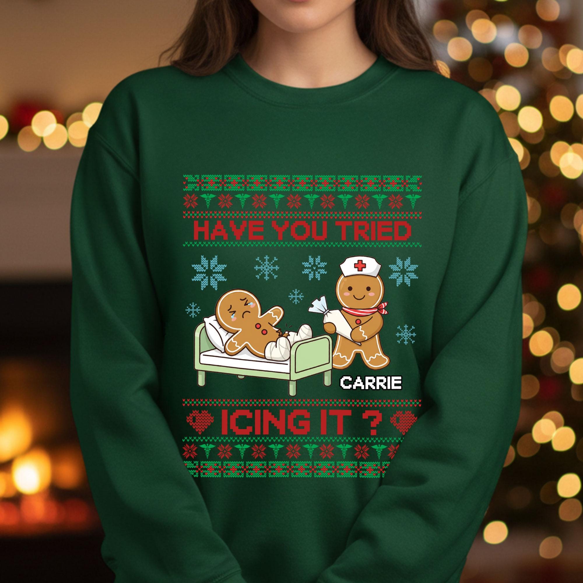 Funny Nurse Christmas Sweatshirt: Gingerbread Icing Medical Pullover