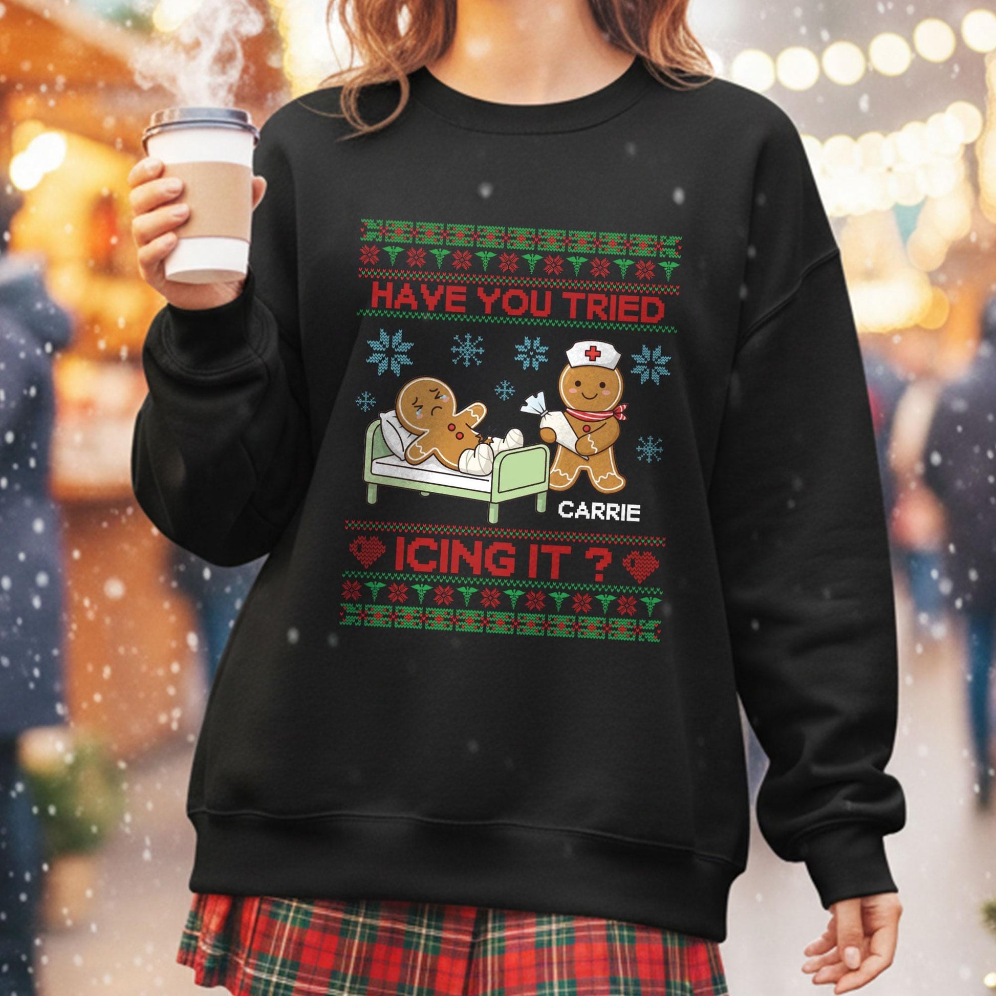 Funny Nurse Christmas Sweatshirt: Gingerbread Icing Medical Pullover