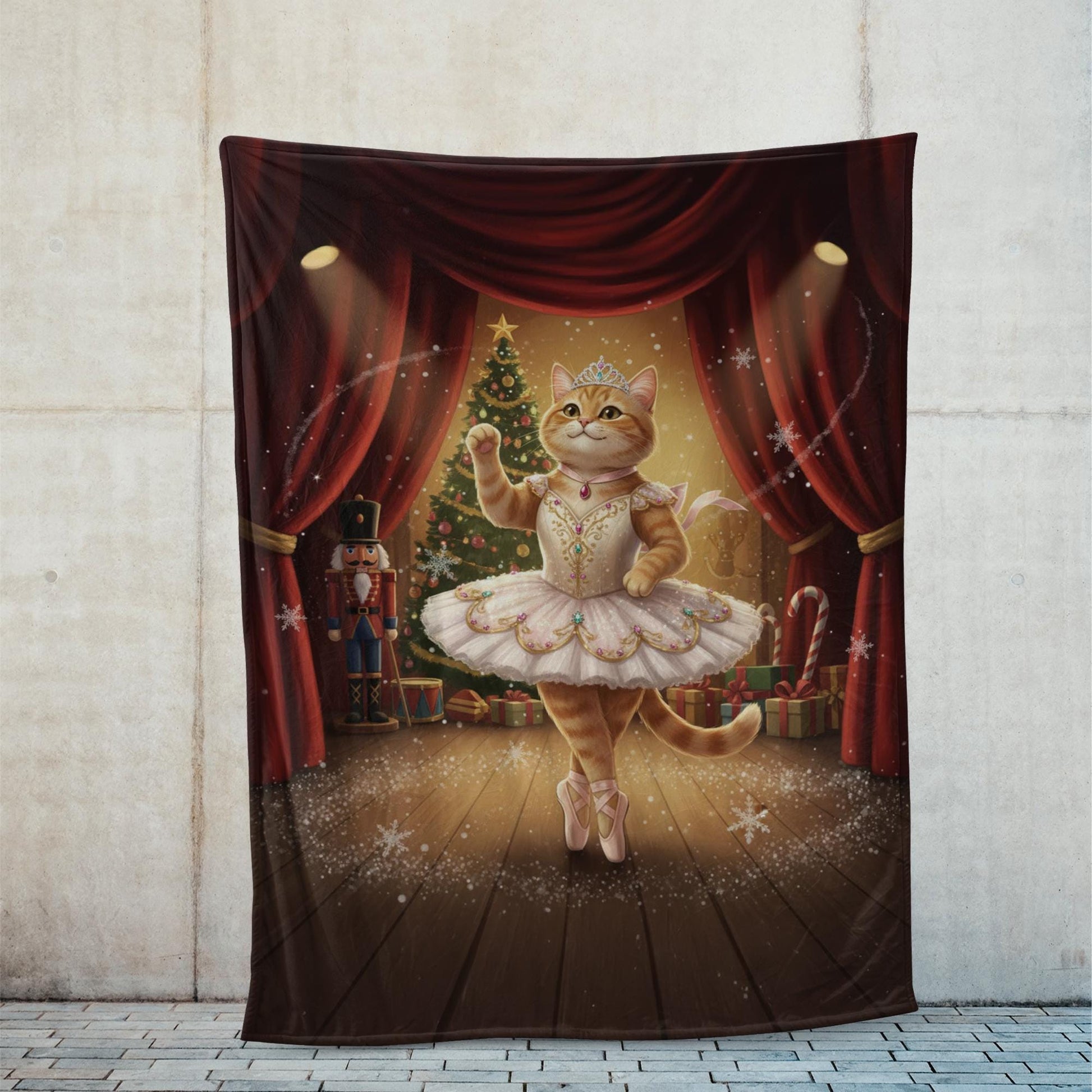 Custom Cat Photo Blanket – Ballet Stage Cat Print Plush Throw image 7