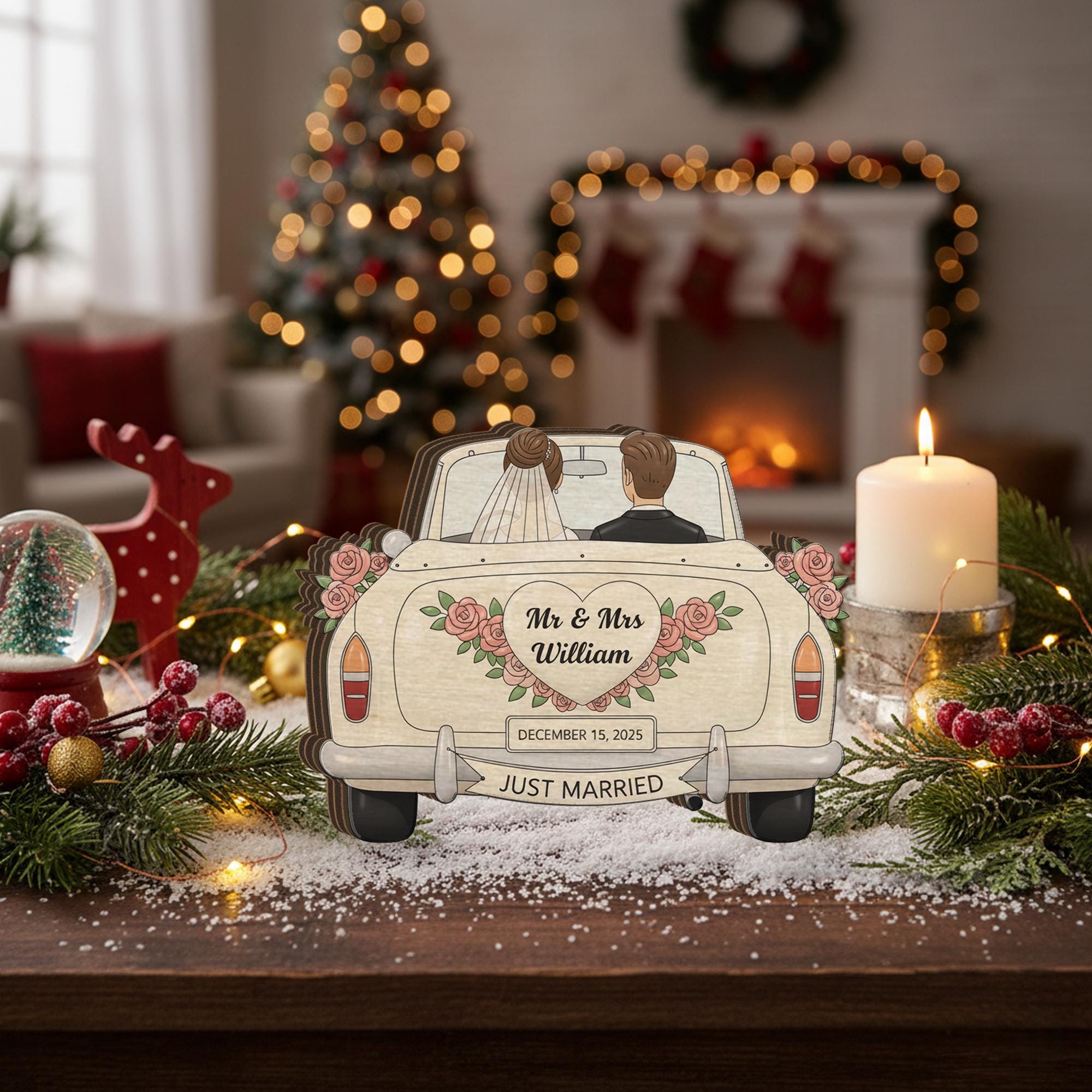 Custom Couple Wooden Block: Personalized Wedding Decor image 5