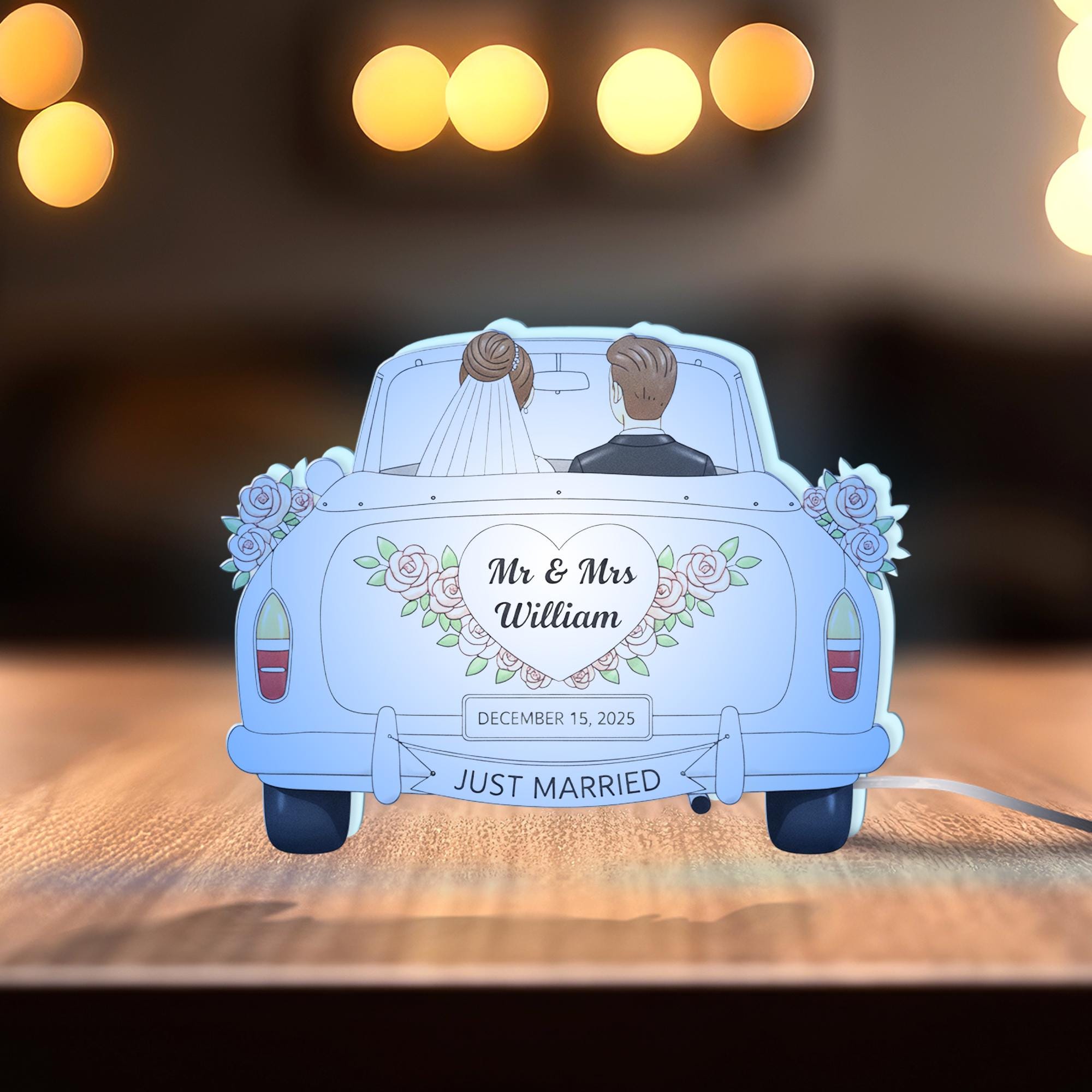 Custom Wedding Night Light Box: Personalized Wedding Car Lamp image 4