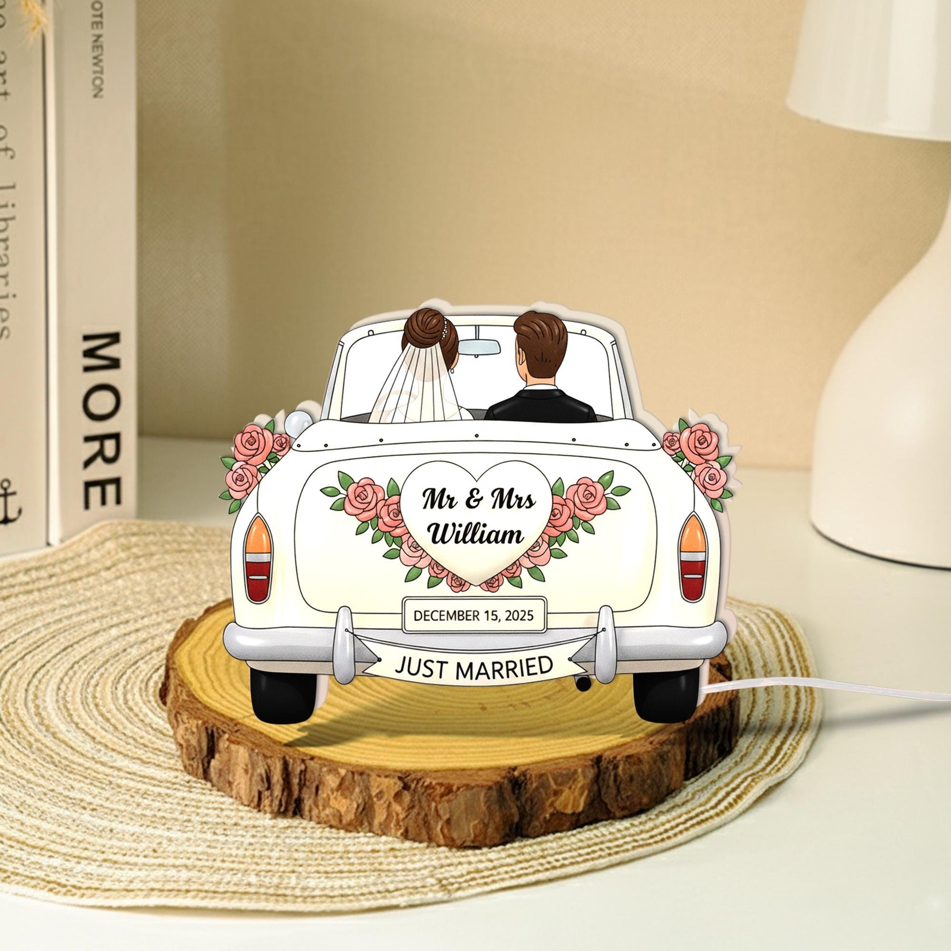 Custom Wedding Night Light Box: Personalized Wedding Car Lamp image 3
