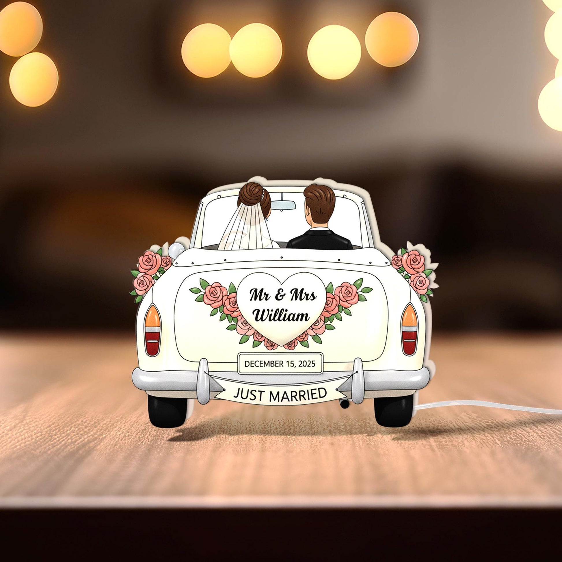 Custom Wedding Night Light Box: Personalized Wedding Car Lamp image 5