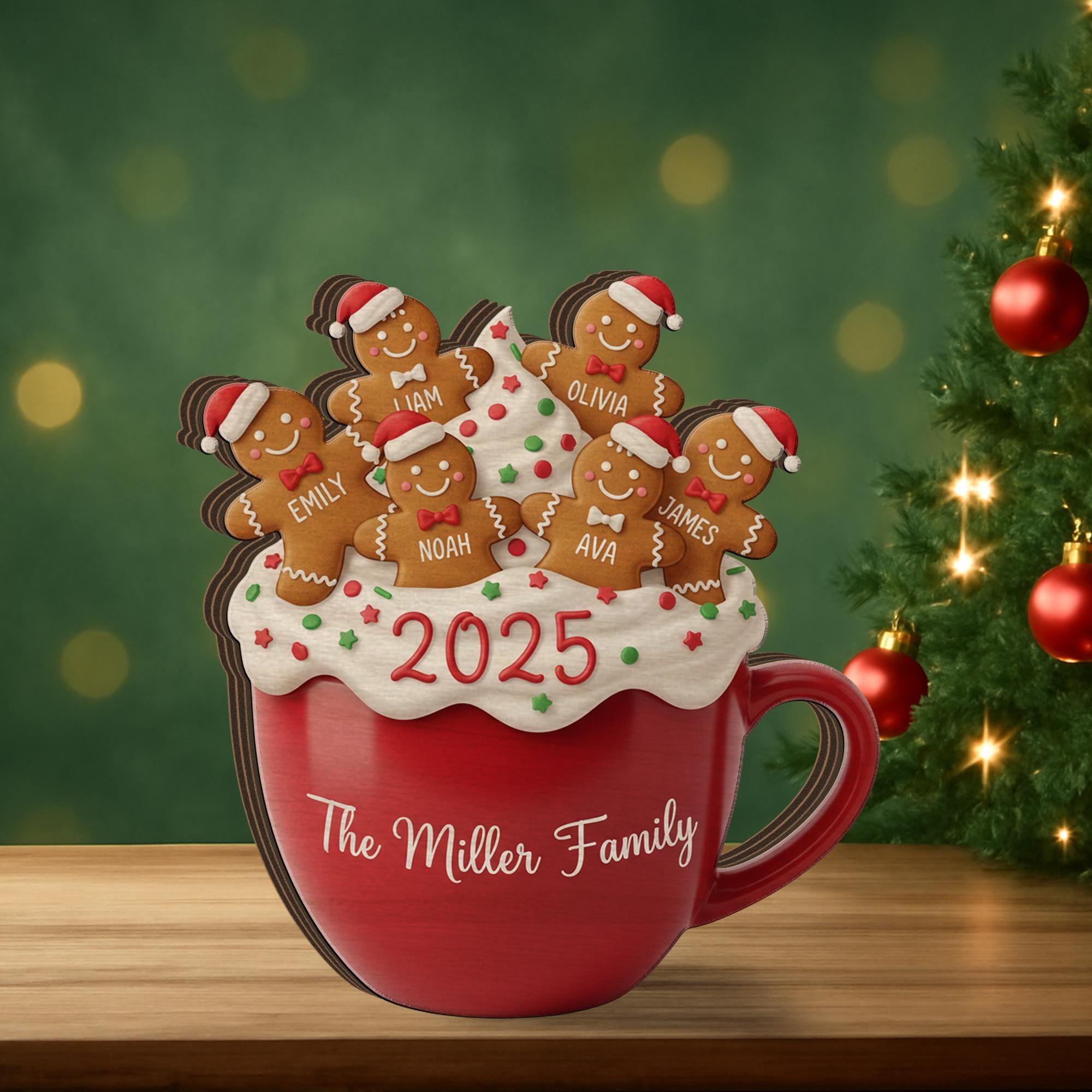 Custom Family Wooden Block | Personalized Gingerbread Decor image 4