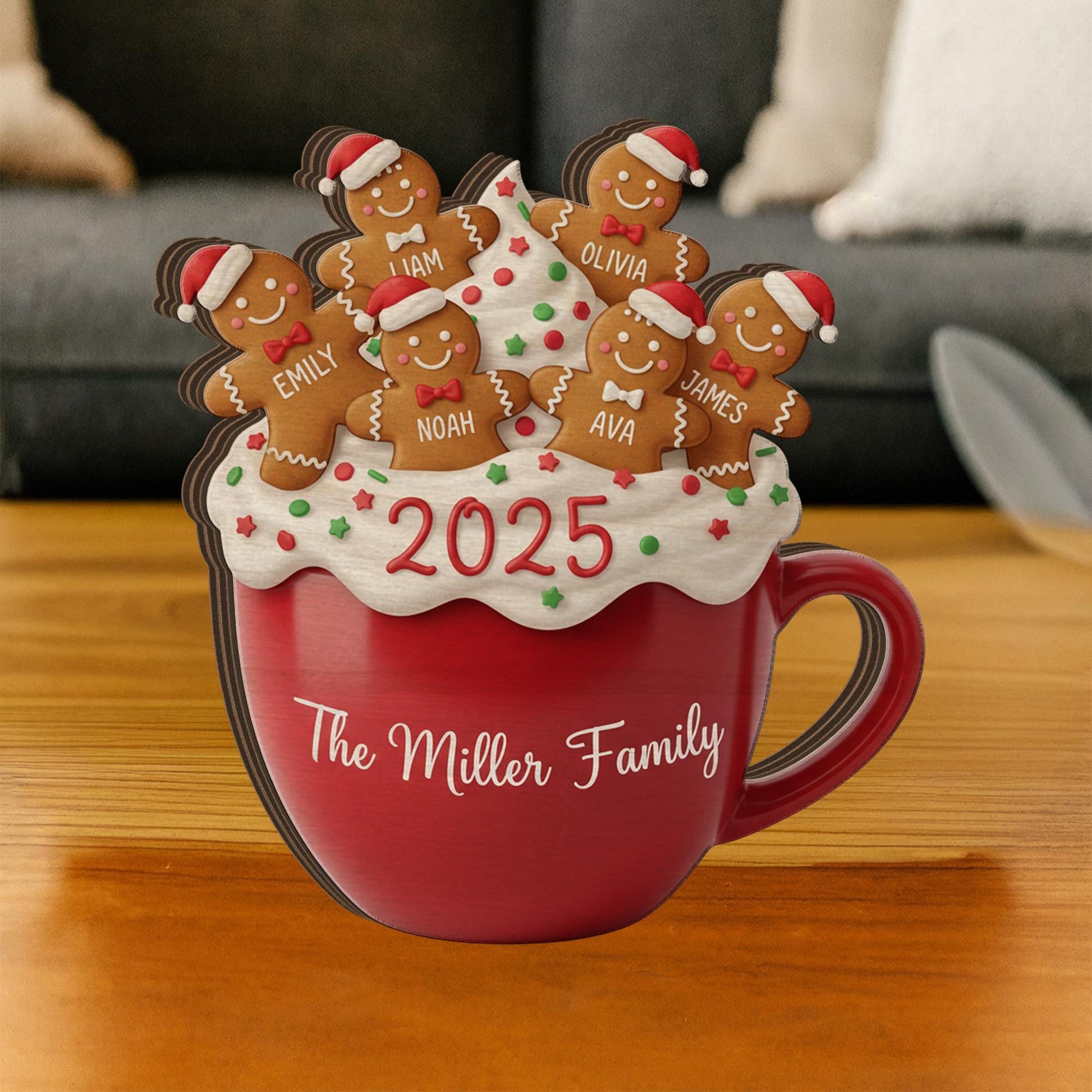 Custom Family Wooden Block | Personalized Gingerbread Decor image 2