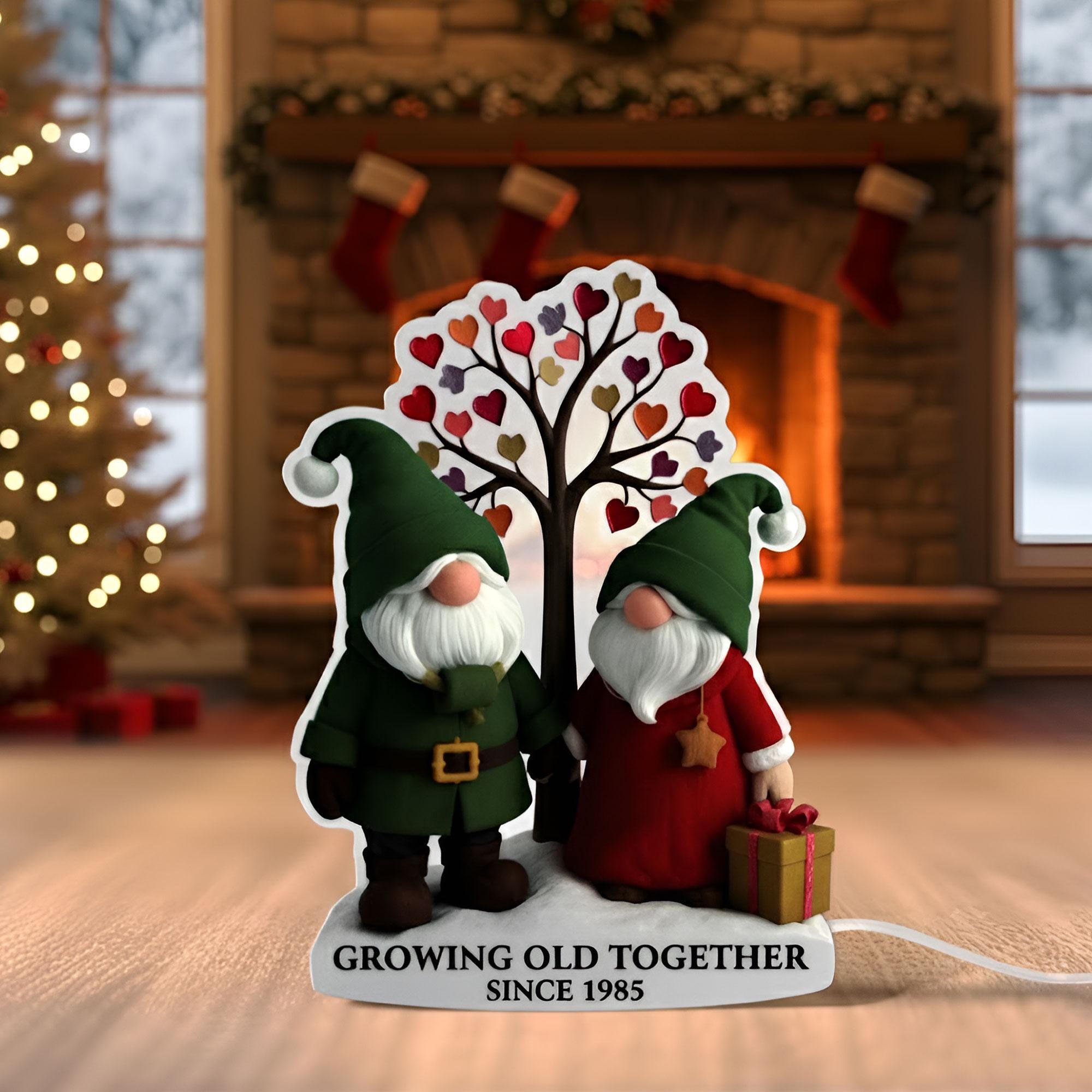 Custom Gnome Couple LED Light Box: Anniversary Gift, Growing Old Together Design image 4