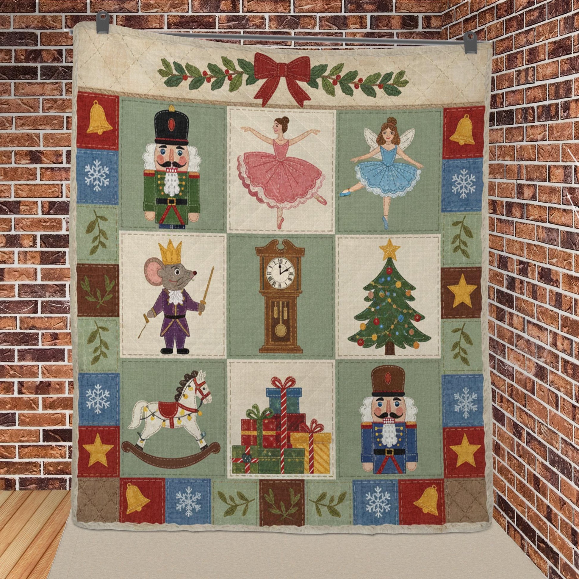 Nutcracker Quilt Blanket: Christmas Patchwork Style, Ballet Theme, Holiday Bedding image 5