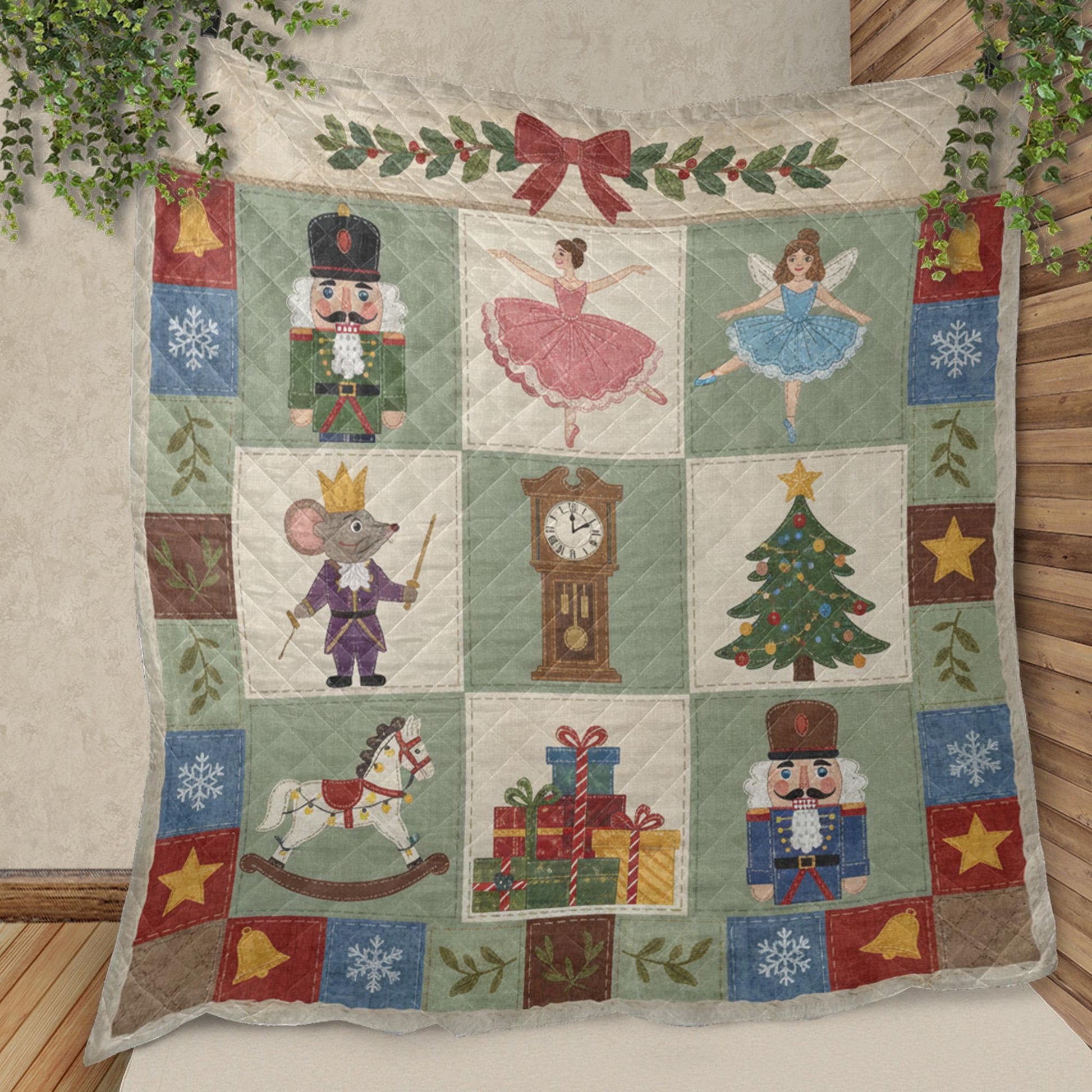 Nutcracker Quilt Blanket: Christmas Patchwork Style, Ballet Theme, Holiday Bedding image 1
