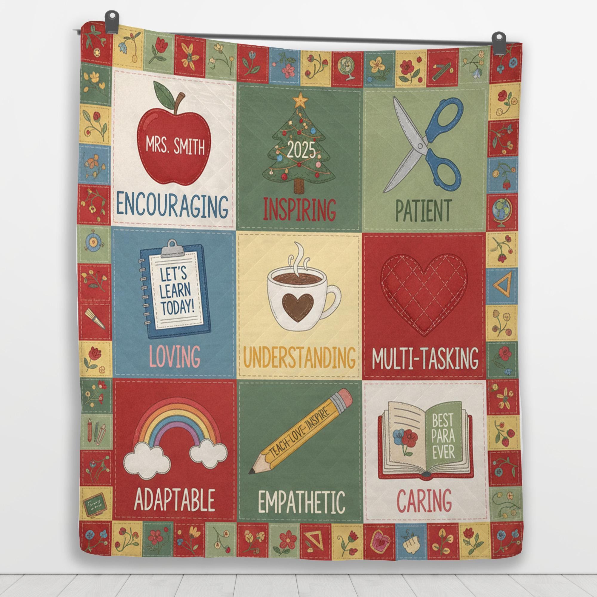 Personalized Teacher Quilt Blanket: Patchwork Style, Special Education, Paraeducator Theme image 5