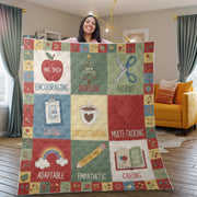 Personalized Teacher Quilt Blanket: Patchwork Style, Special Education, Paraeducator Theme image 1