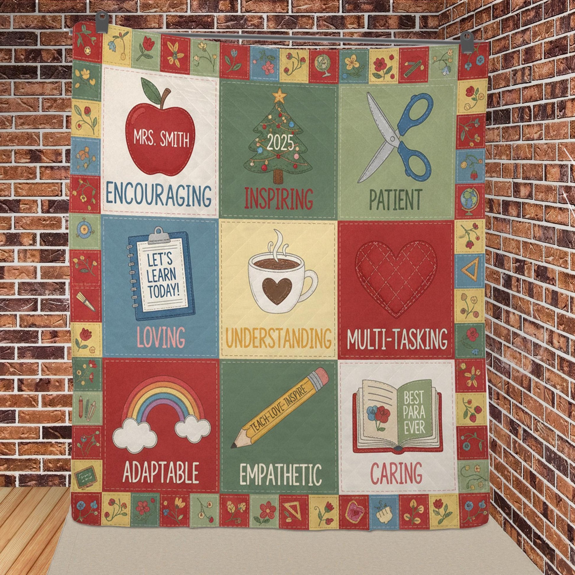 Personalized Teacher Quilt Blanket: Patchwork Style, Special Education, Paraeducator Theme image 3