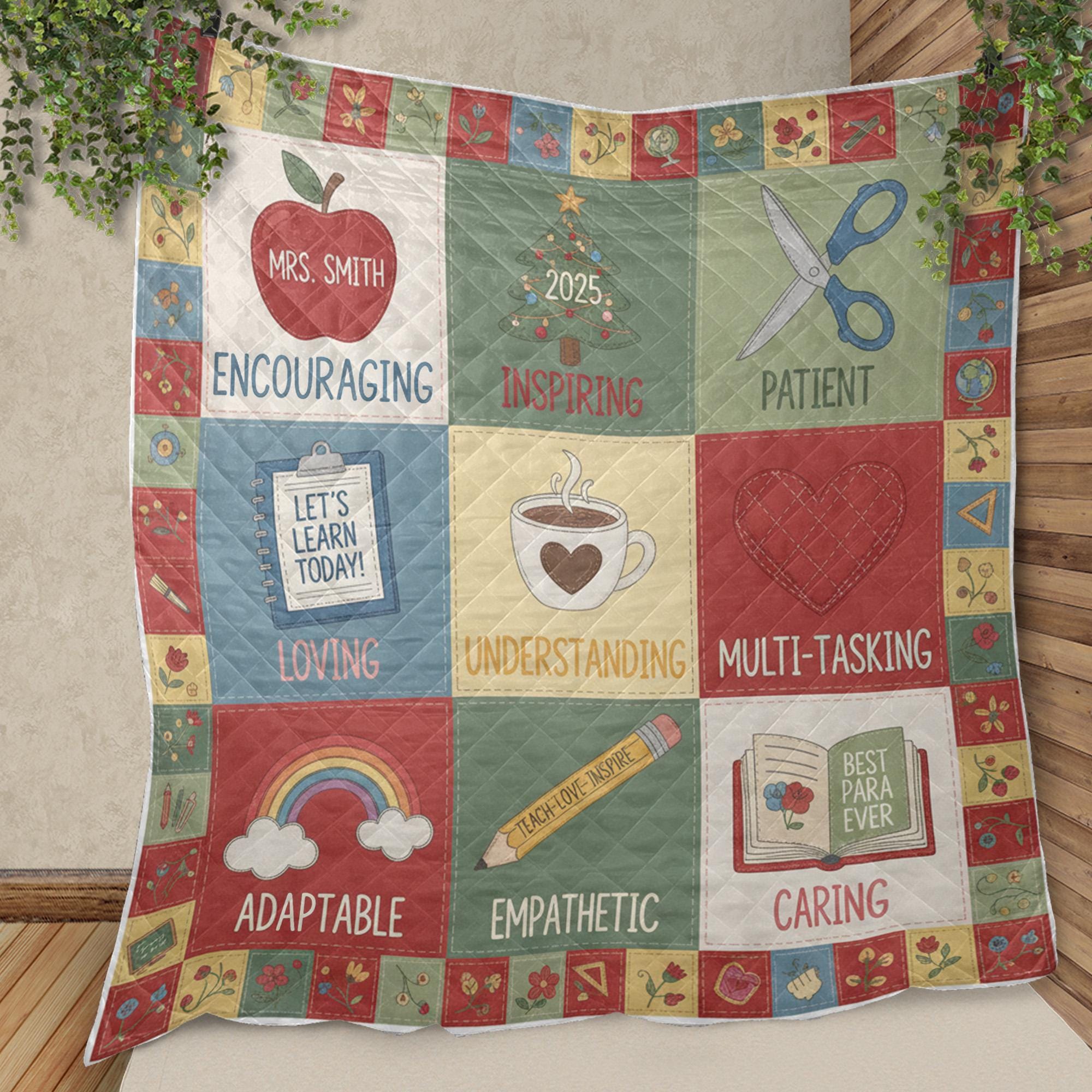 Personalized Teacher Quilt Blanket: Patchwork Style, Special Education, Paraeducator Theme image 7