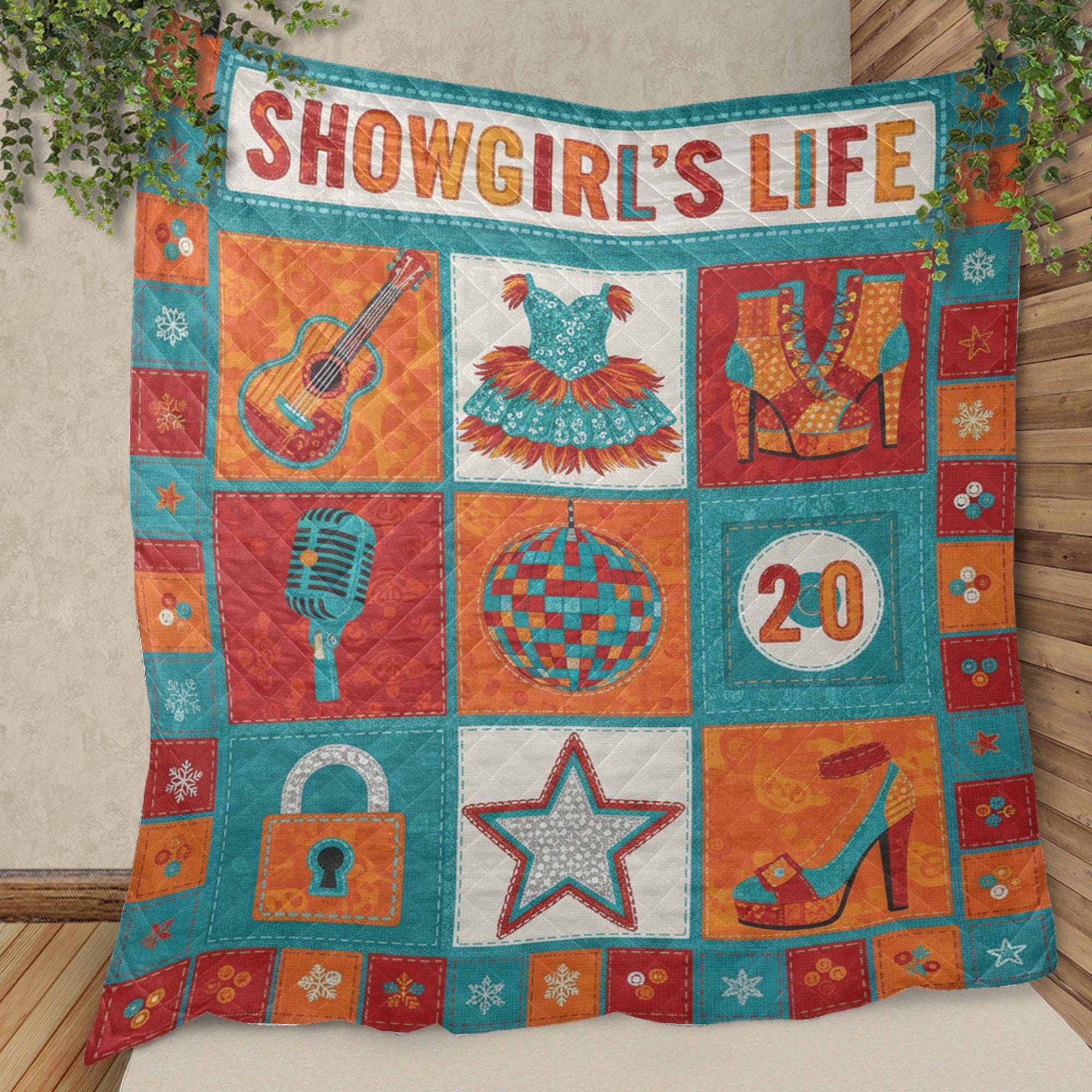 Showgirl Quilt Blanket: "Showgirl's Life" Slogan, Dancer Theme, Patchwork Style image 1