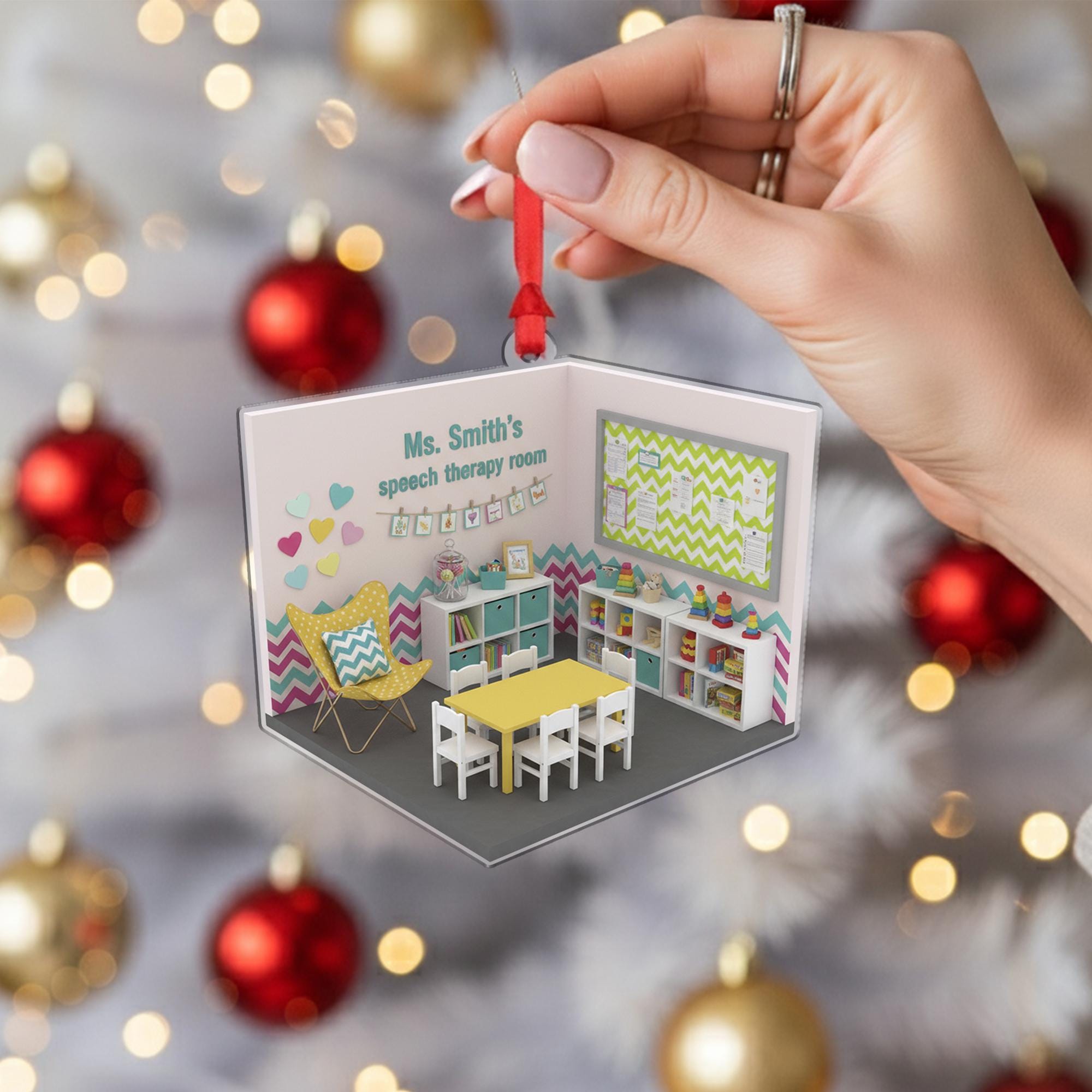 Personalized Speech Therapy Room Ornament: 2D Flat Classroom Design, Custom Name School Decoration image 2