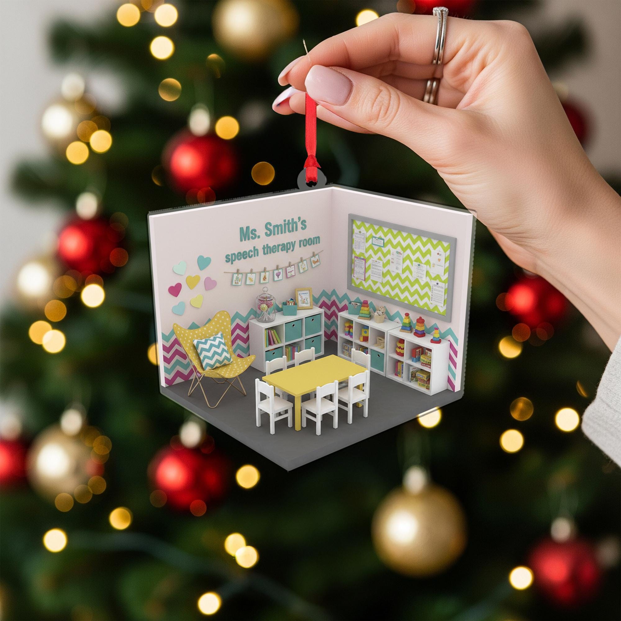 Personalized Speech Therapy Room Ornament: 2D Flat Classroom Design, Custom Name School Decoration image 1