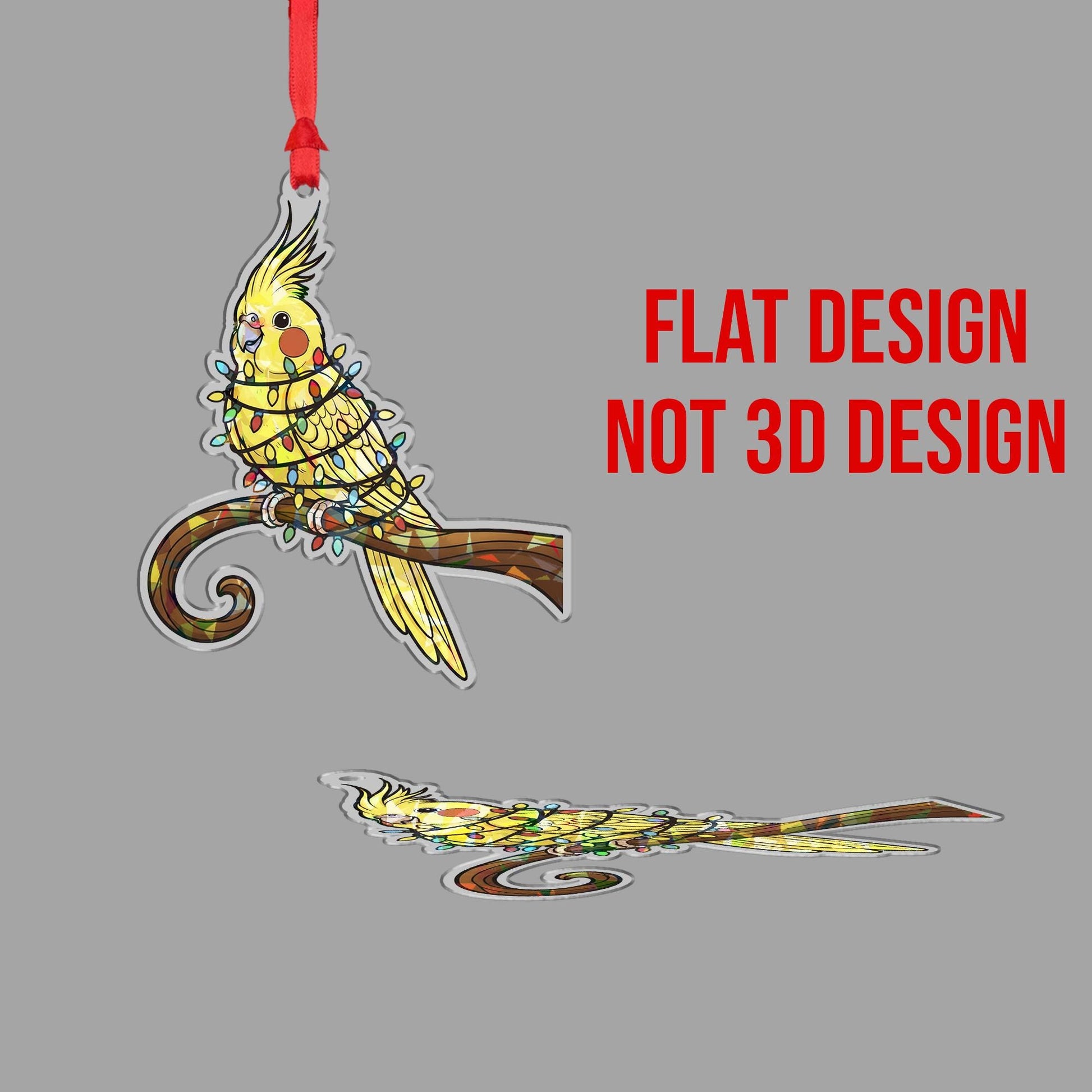 Holographic Cockatiel Ornament: Bird Design Decoration, Acrylic Hanging Holiday Decor image 6