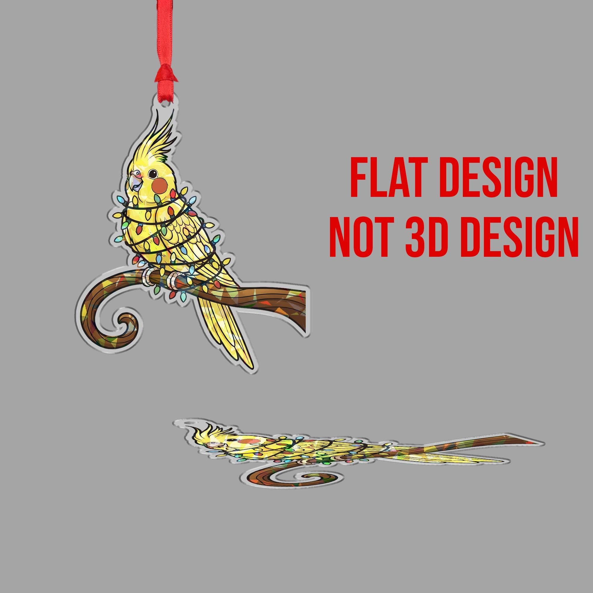 Holographic Cockatiel Ornament: Bird Design Decoration, Acrylic Hanging Holiday Decor image 6
