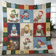 Snowman Quilt Blanket: Reading Theme, Winter Illustrations, Christmas Patchwork Style image 1