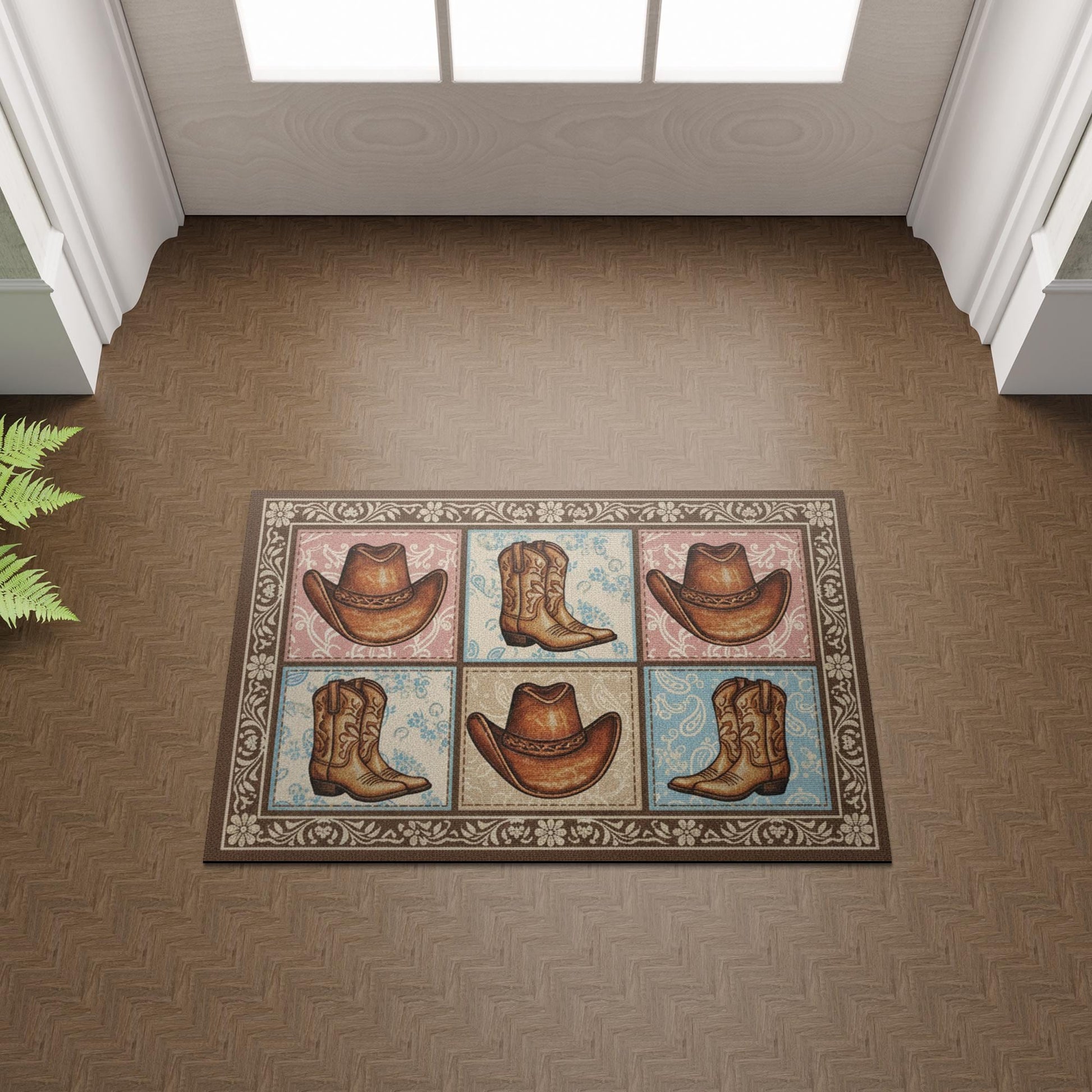 Cowboy Hat & Boots Doormat – Rustic Western Entry Mat image 6