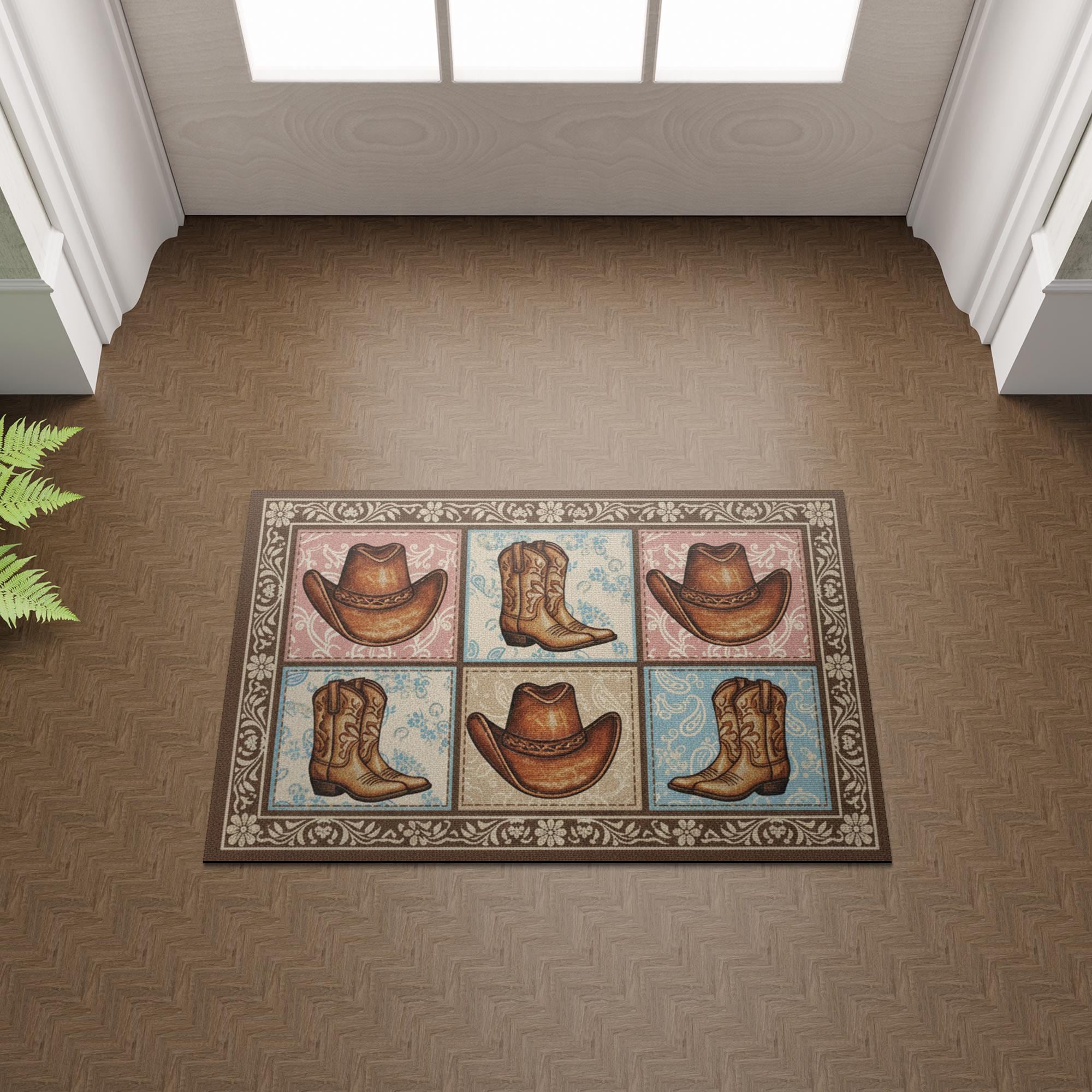 Cowboy Hat & Boots Doormat – Rustic Western Entry Mat image 6