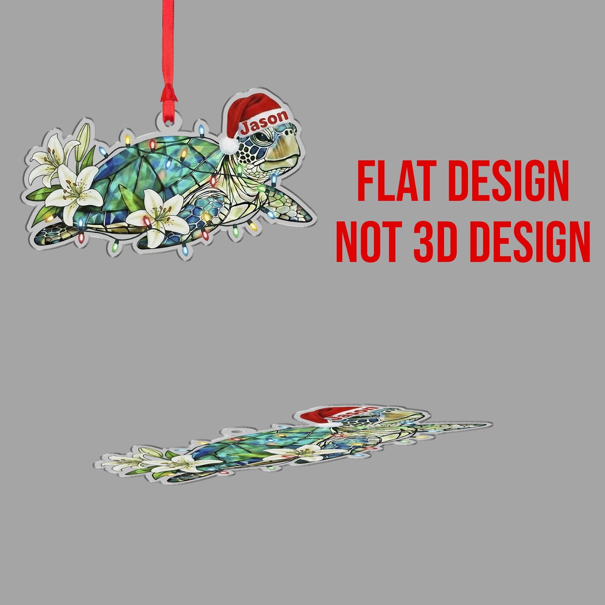 Personalized Acrylic Sea Turtle Ornament: Tree Decor, Custom Coastal Holiday Decoration