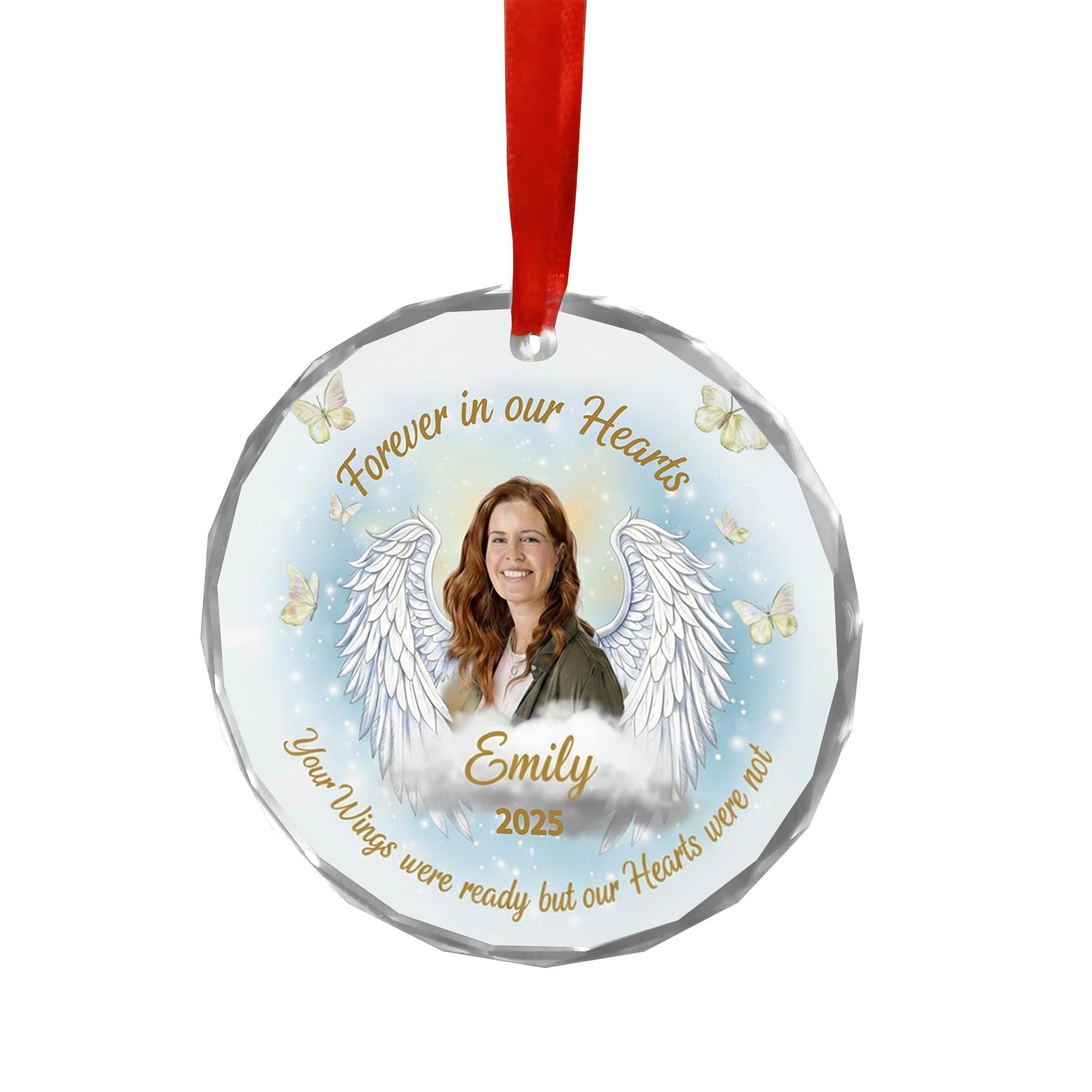 Personalized Photo Acrylic Memorial Ornament: Angel Wings Remembrance Keepsake, Custom Bereavement Decoration