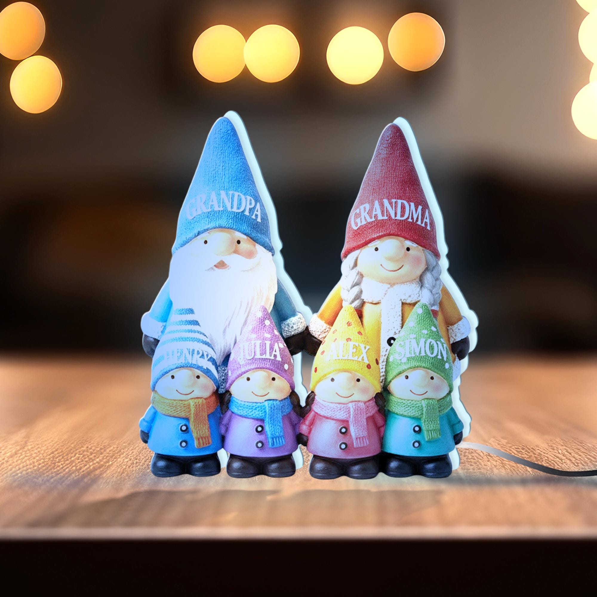 Custom Gnome Family LED Light Box with Grandma Grandpa: Personalized Names Lamp image 2