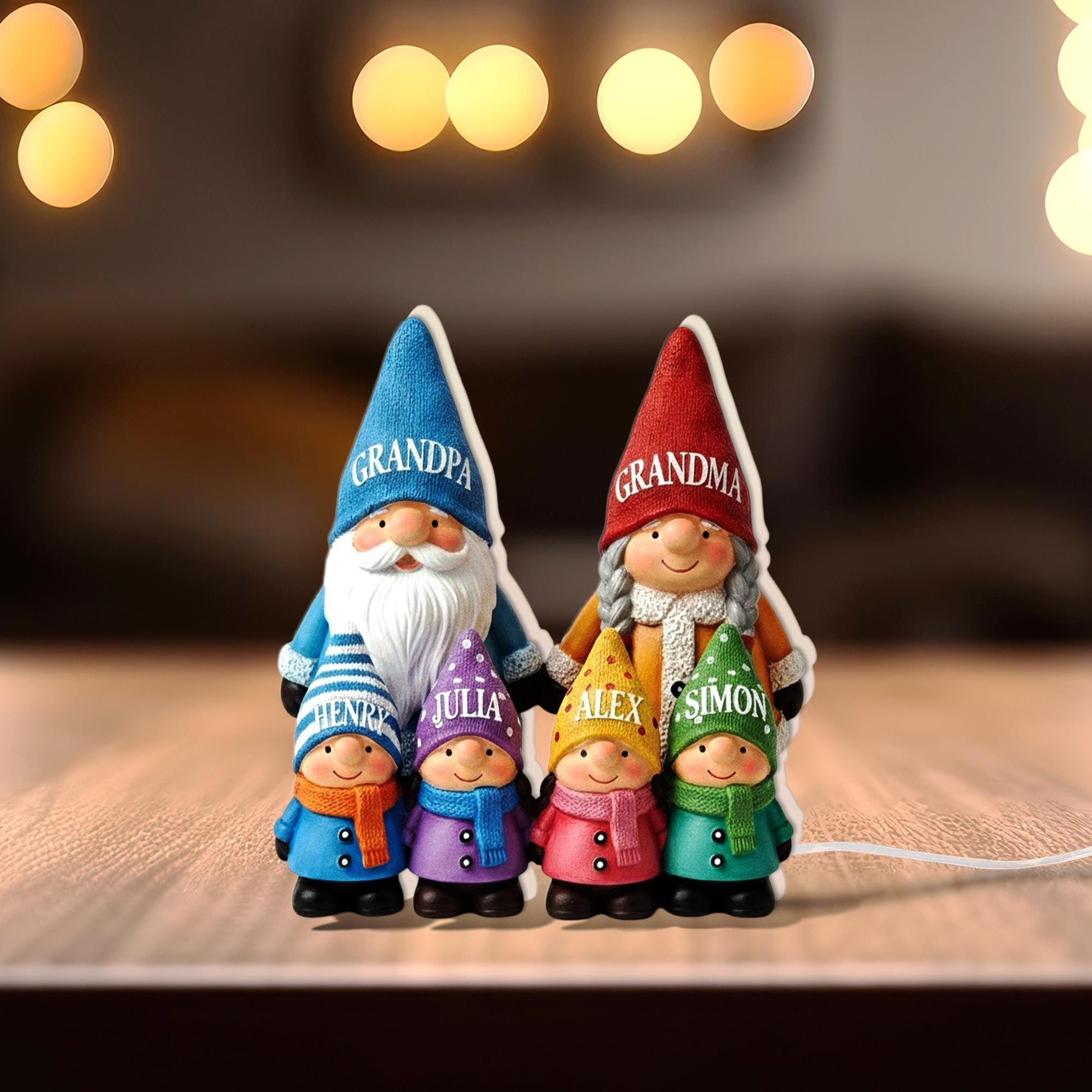 Custom Gnome Family LED Light Box with Grandma Grandpa: Personalized Names Lamp image 3