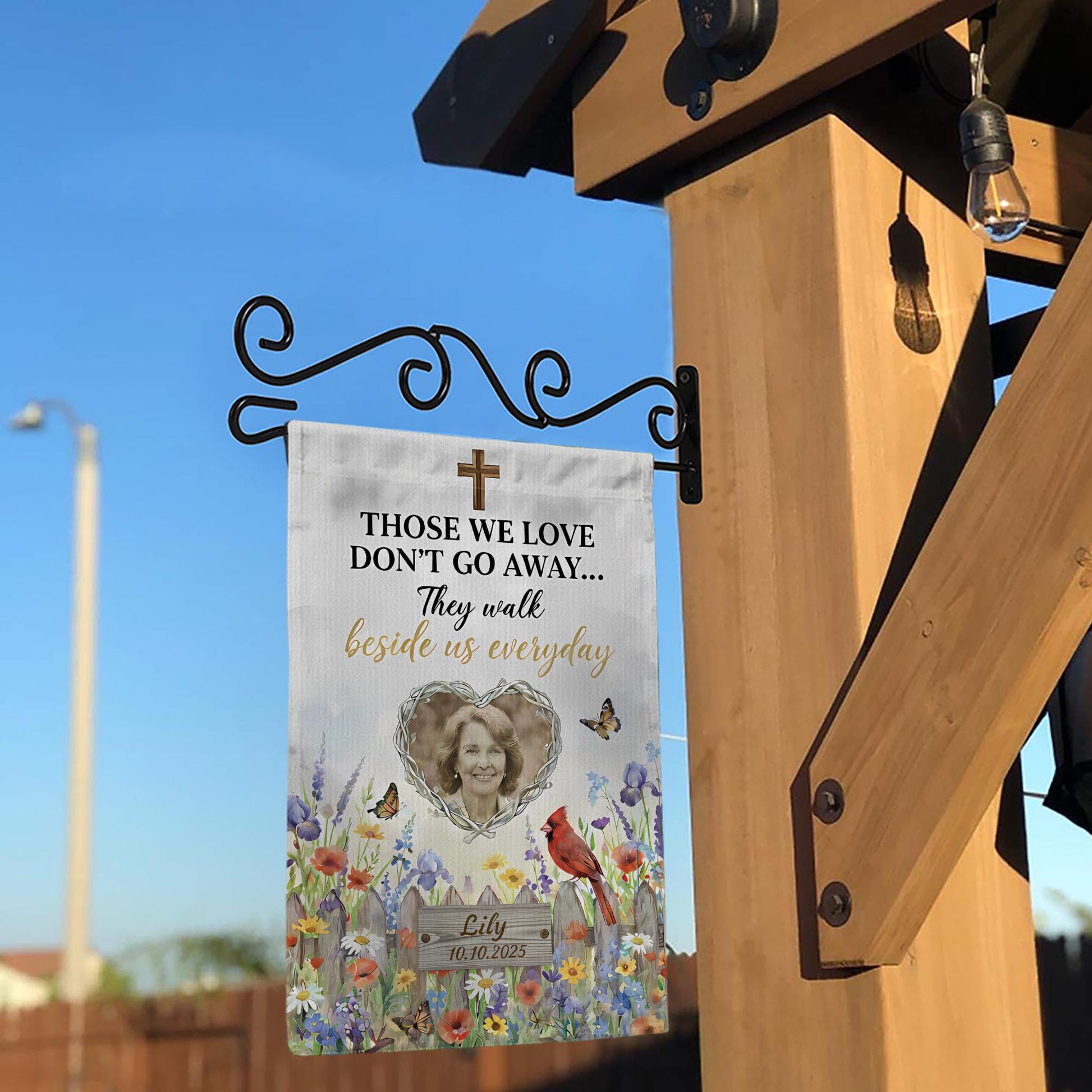 Personalized Photo Memorial Garden Flag: Christian Cardinal Sympathy Keepsake