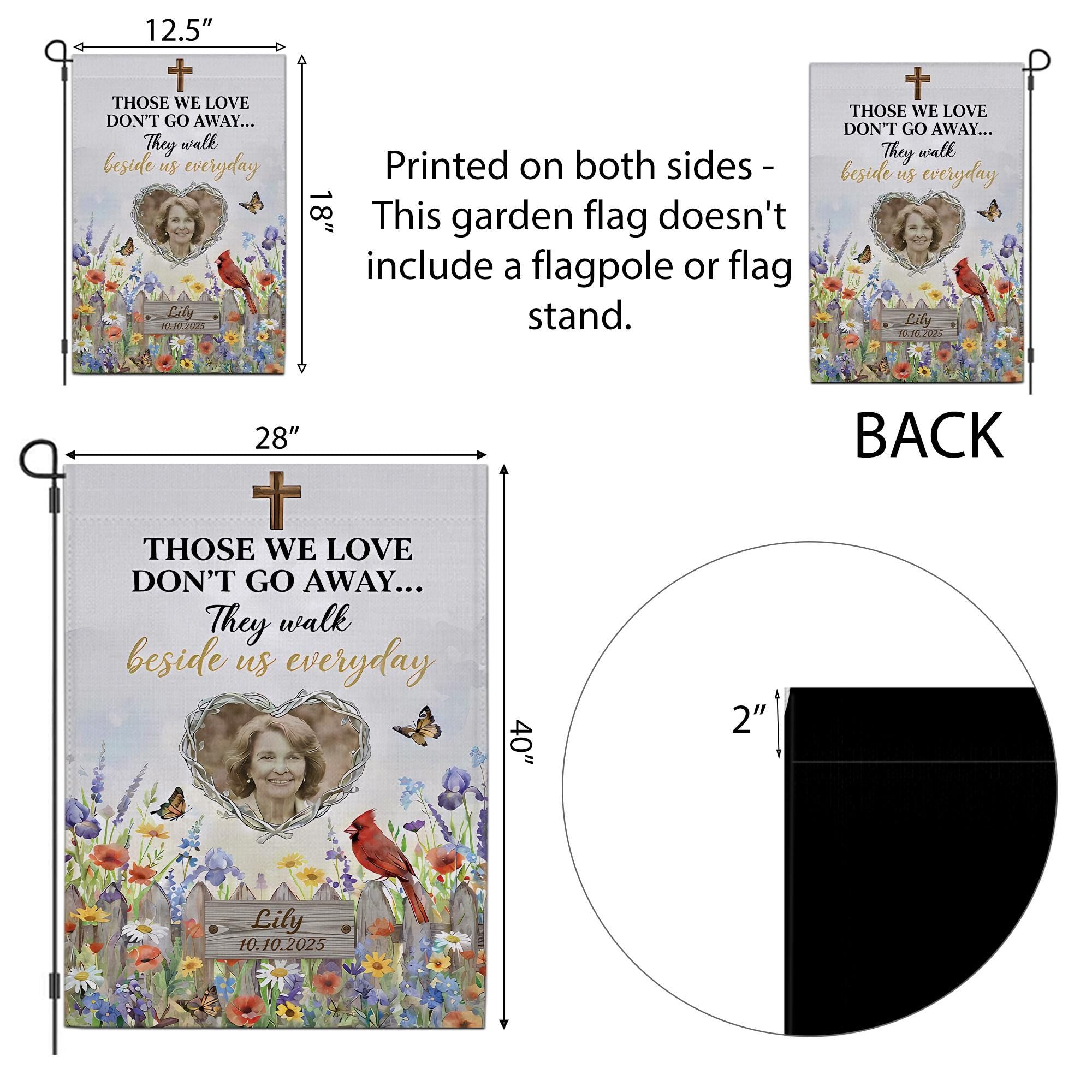 Personalized Photo Memorial Garden Flag: Christian Cardinal Sympathy Keepsake