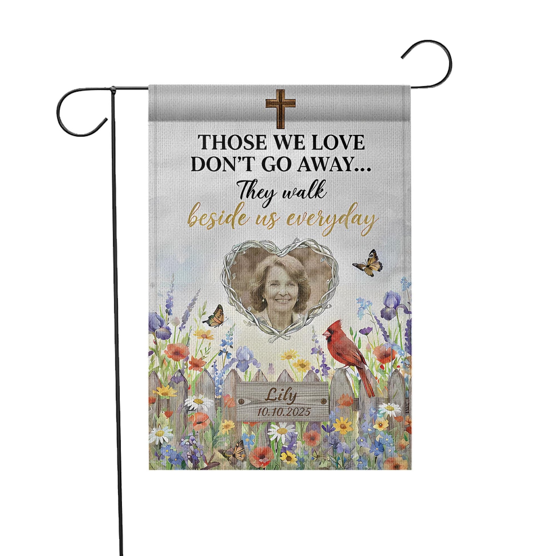 Personalized Photo Memorial Garden Flag: Christian Cardinal Sympathy Keepsake