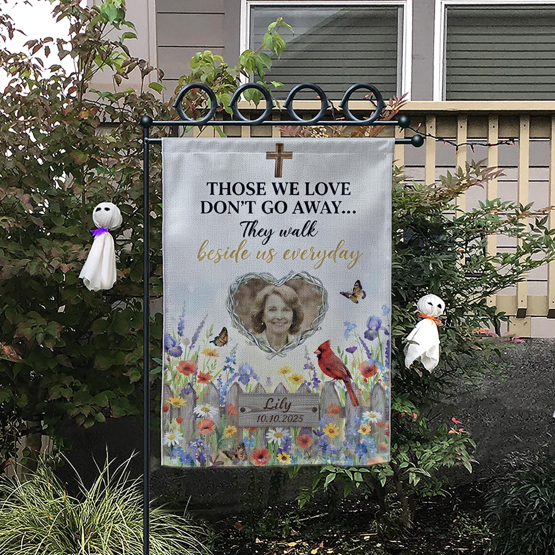 Personalized Photo Memorial Garden Flag: Christian Cardinal Sympathy Keepsake