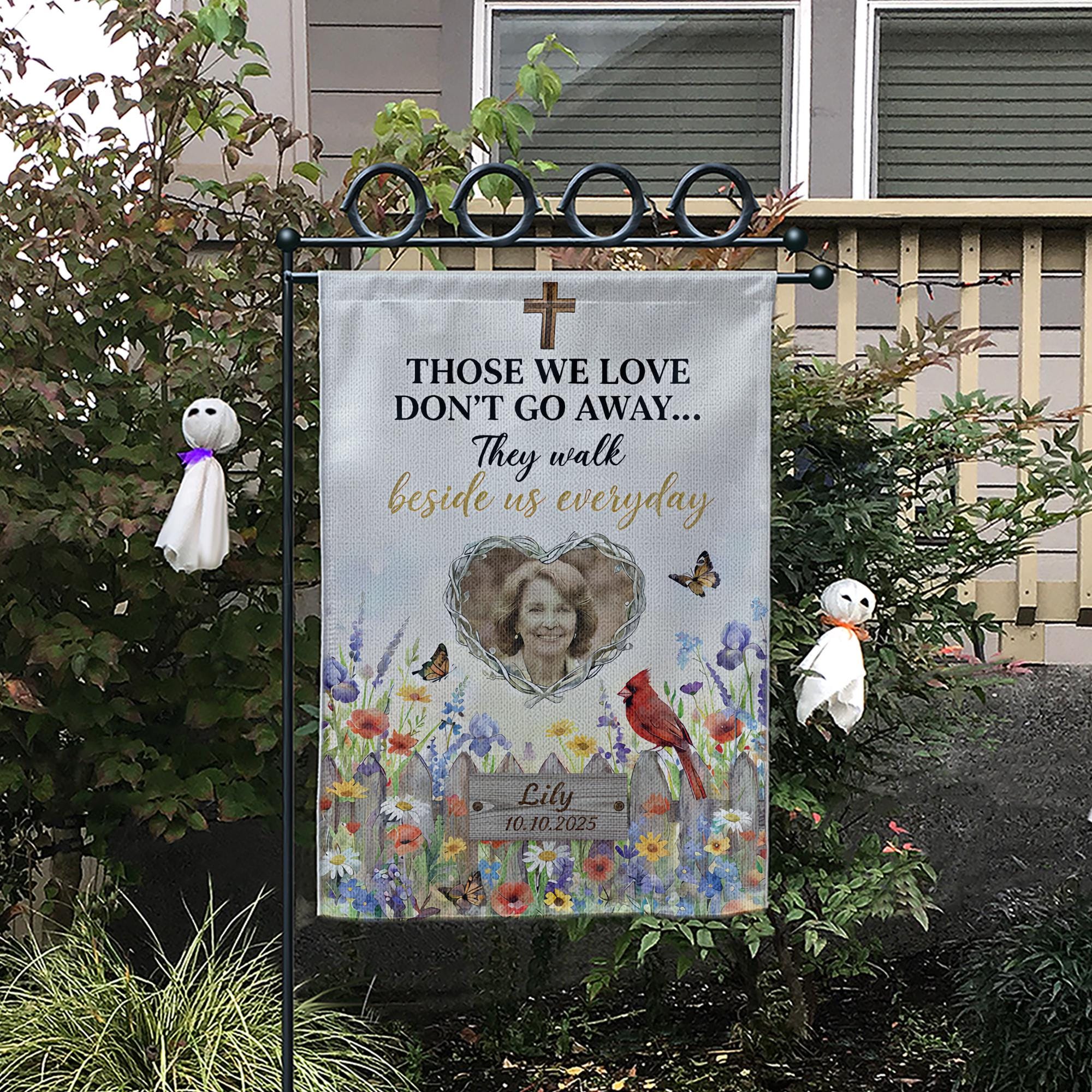 Personalized Photo Memorial Garden Flag: Christian Cardinal Sympathy Keepsake