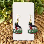 Floral Palestine Flag Cat Earrings: Acrylic Cat Mom Jewelry image 1