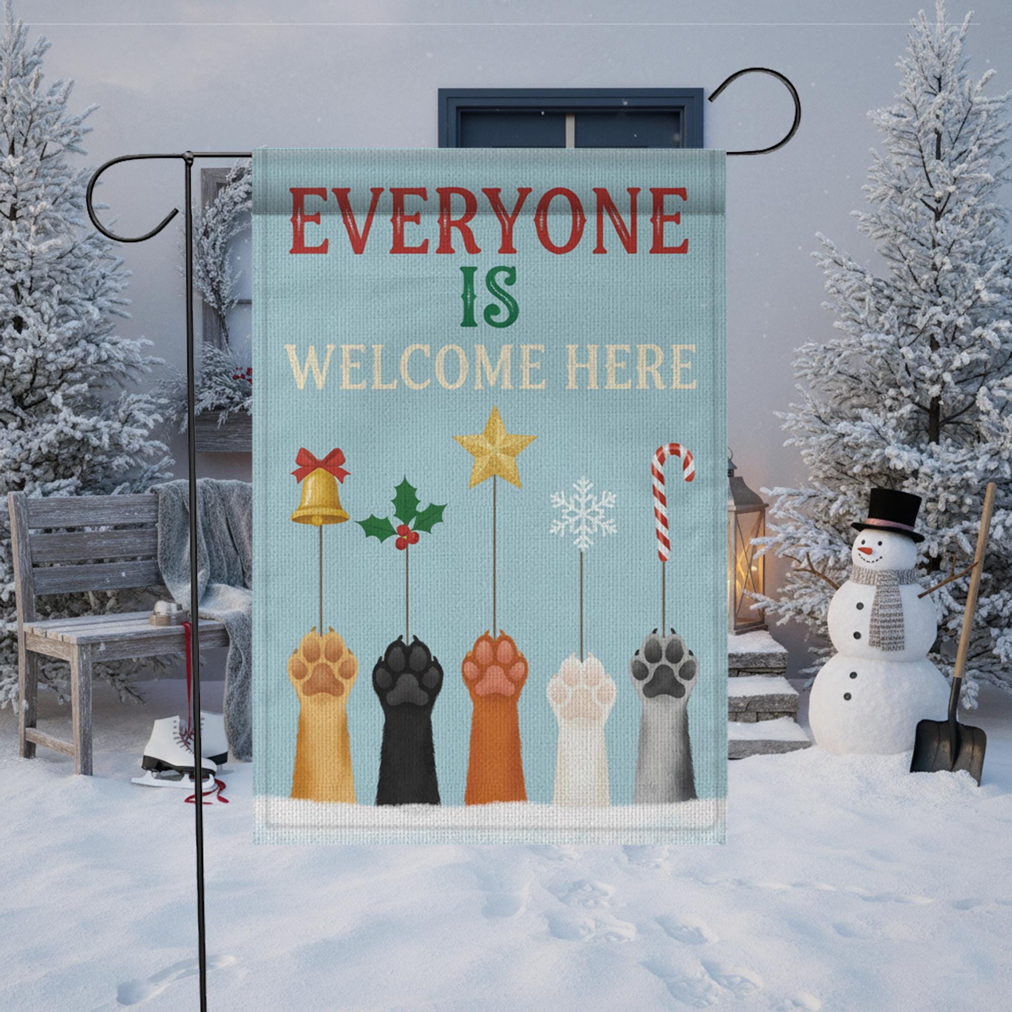 Christmas Pet Paw Garden Flag: Holiday Welcome Banner image 1