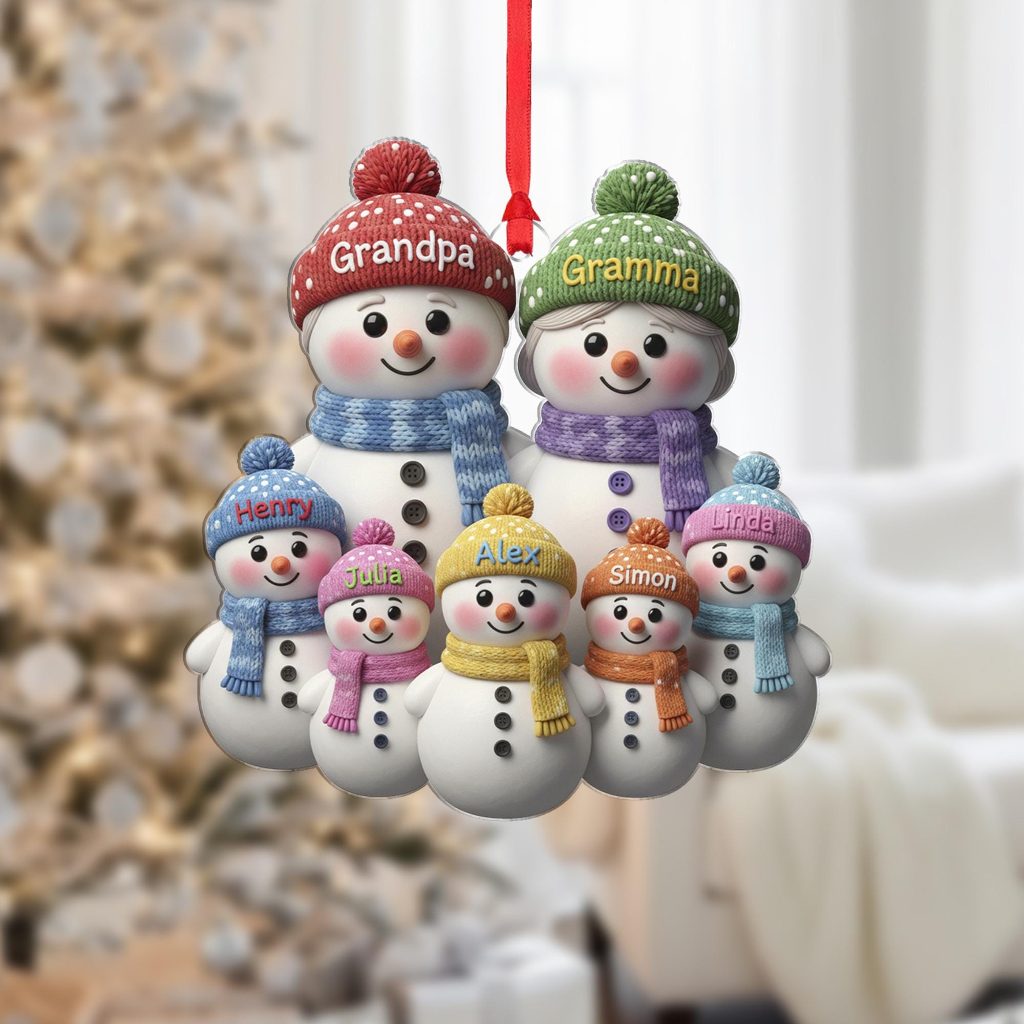 Custom Snowman Family Ornament with Grandma Grandpa: Personalized Names gift image 5