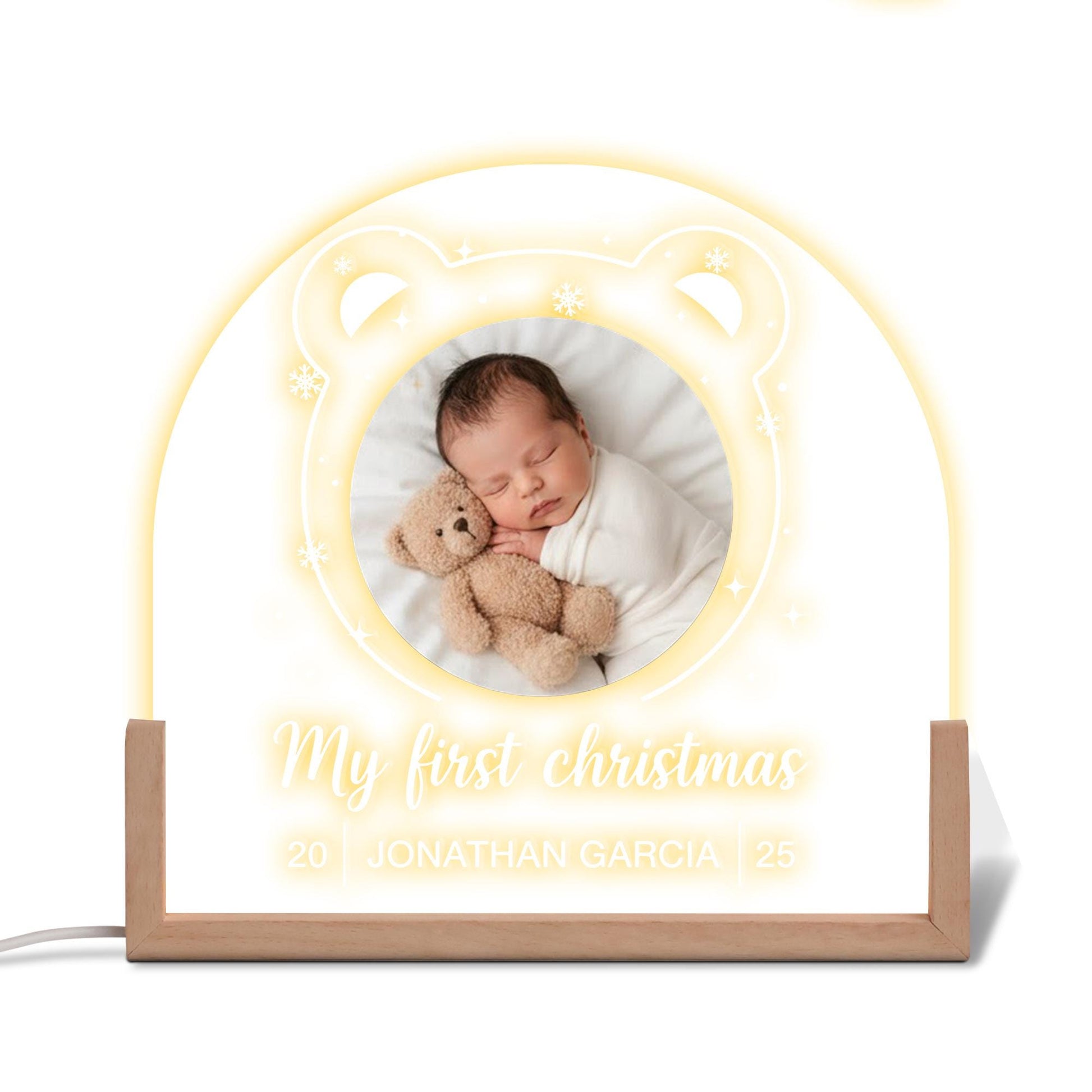 Custom Baby Night Light – My First Christmas Acrylic Lamp Gift for Newborn image 2
