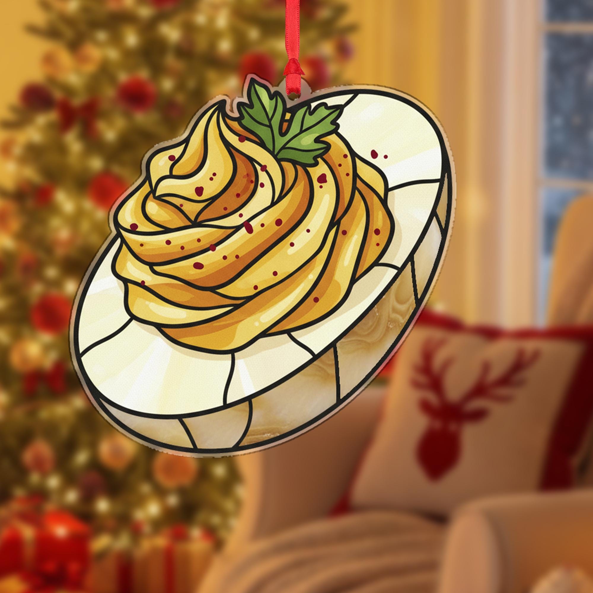Deviled Egg Ornament – Funny Food Christmas Tree Decoration, Acrylic Kitchen Holiday Ornament