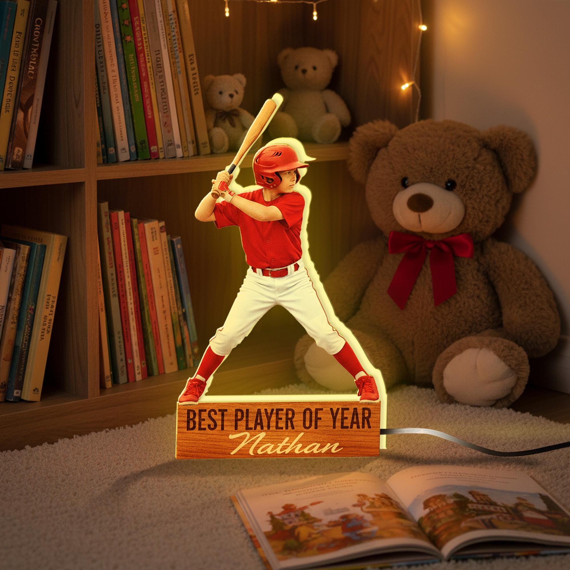 Custom Sports Night Light – Personalized Baseball Player Gift for Kids or Team Awards image 4