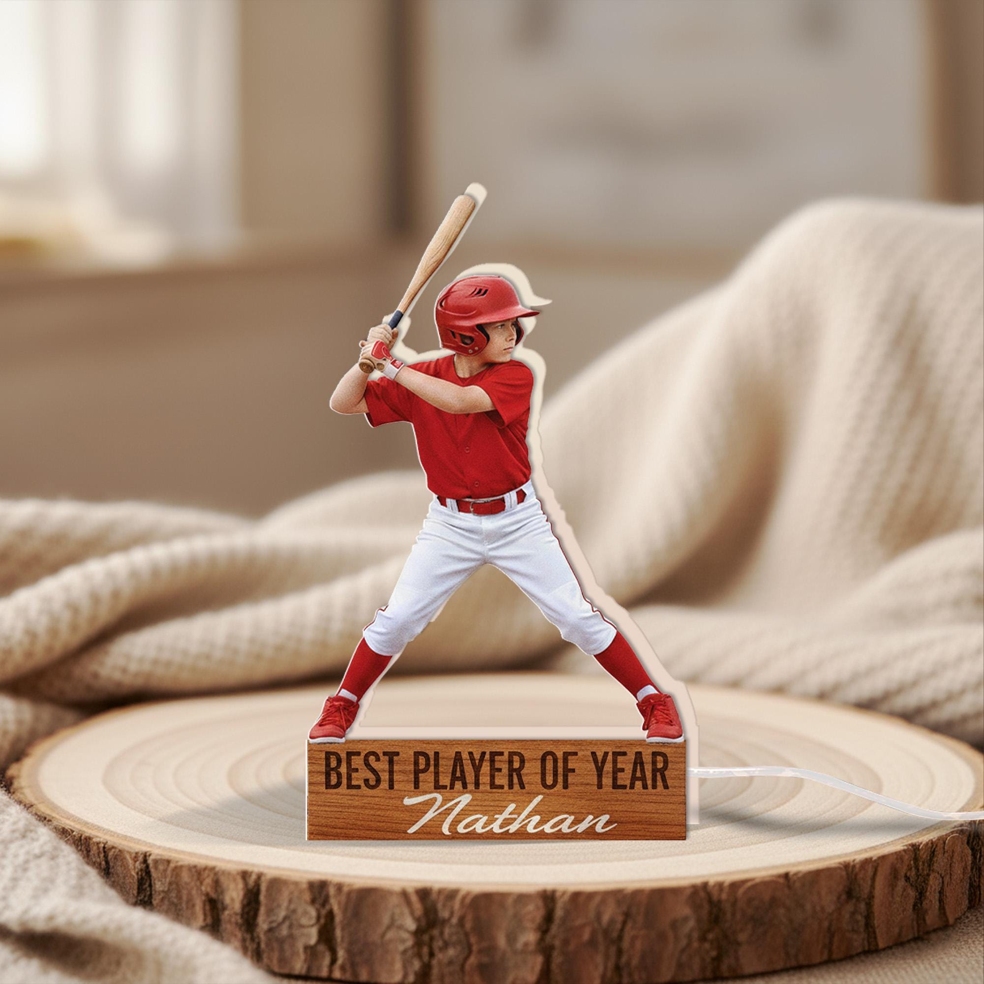 Custom Sports Night Light – Personalized Baseball Player Gift for Kids or Team Awards image 3