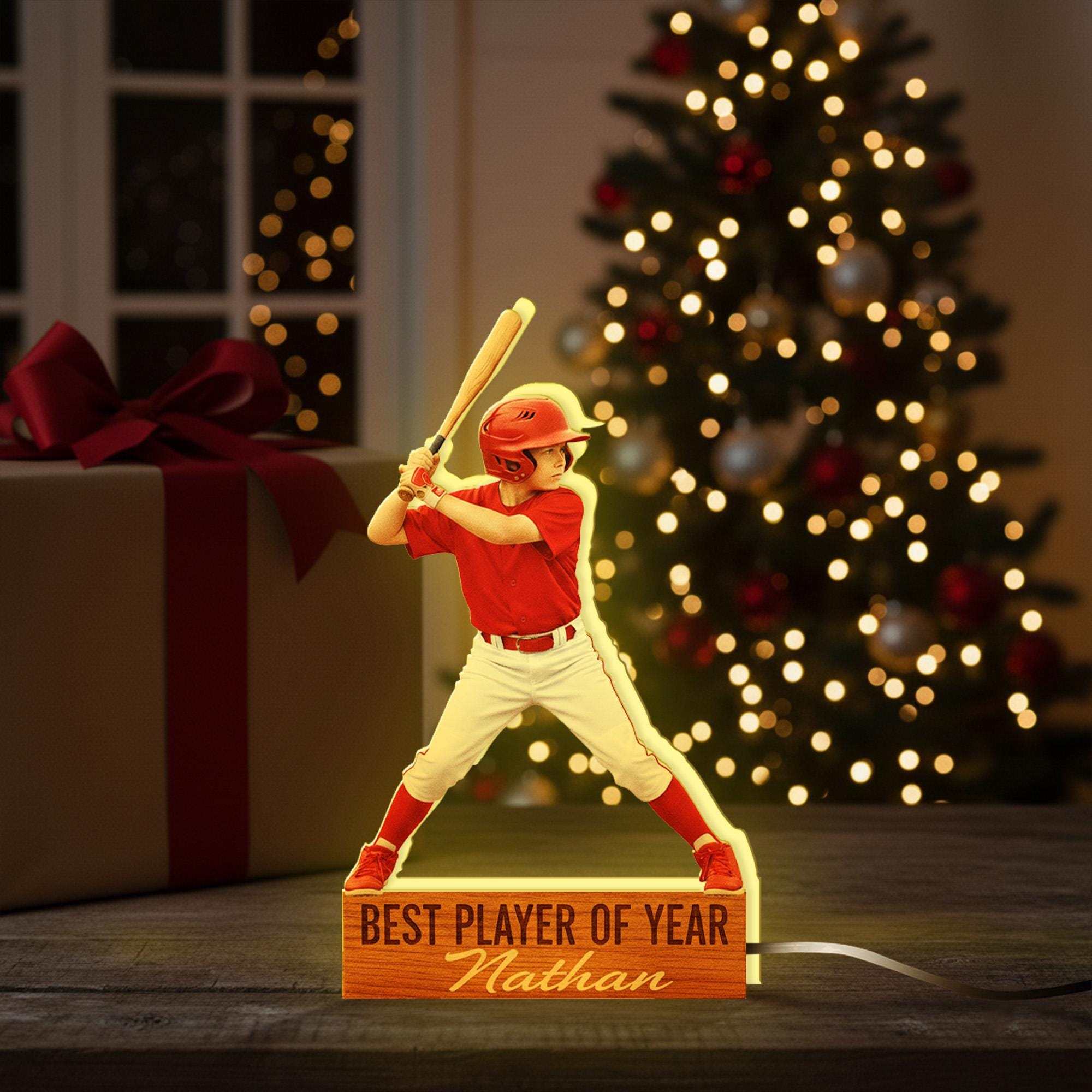 Custom Sports Night Light – Personalized Baseball Player Gift for Kids or Team Awards image 5