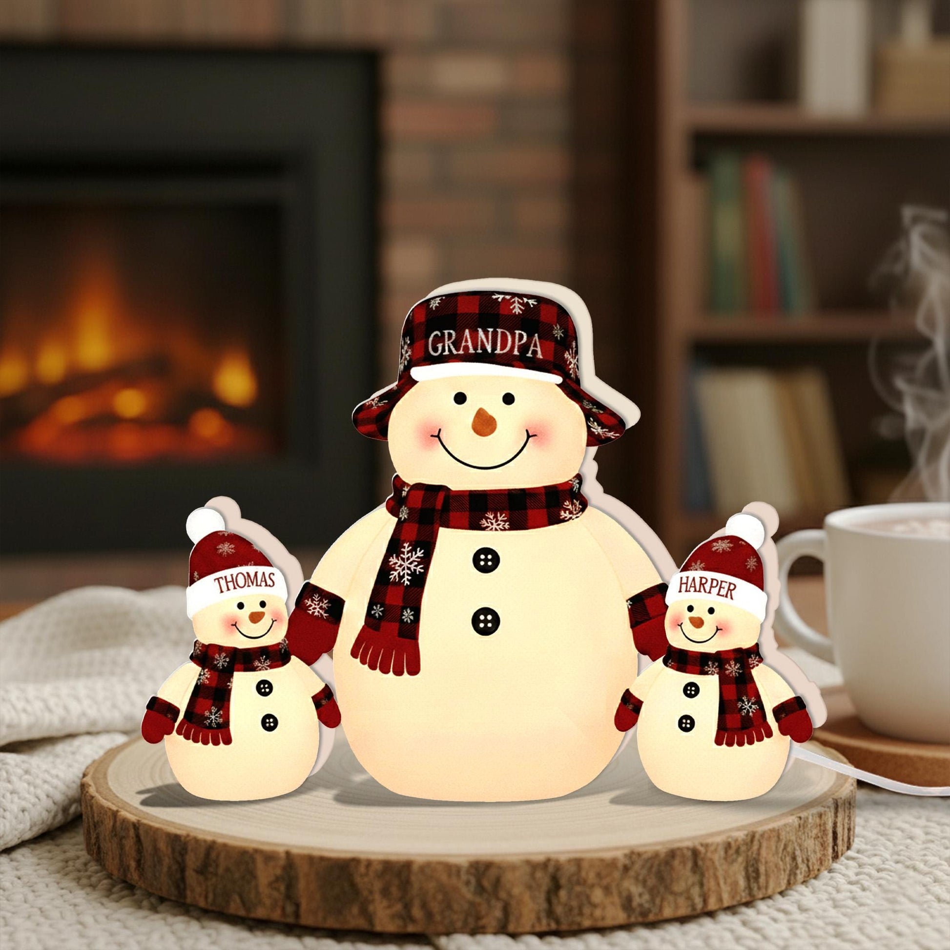 Custom Family Snowman Night Light – Christmas Gift for Grandpa and Grandkids image 6