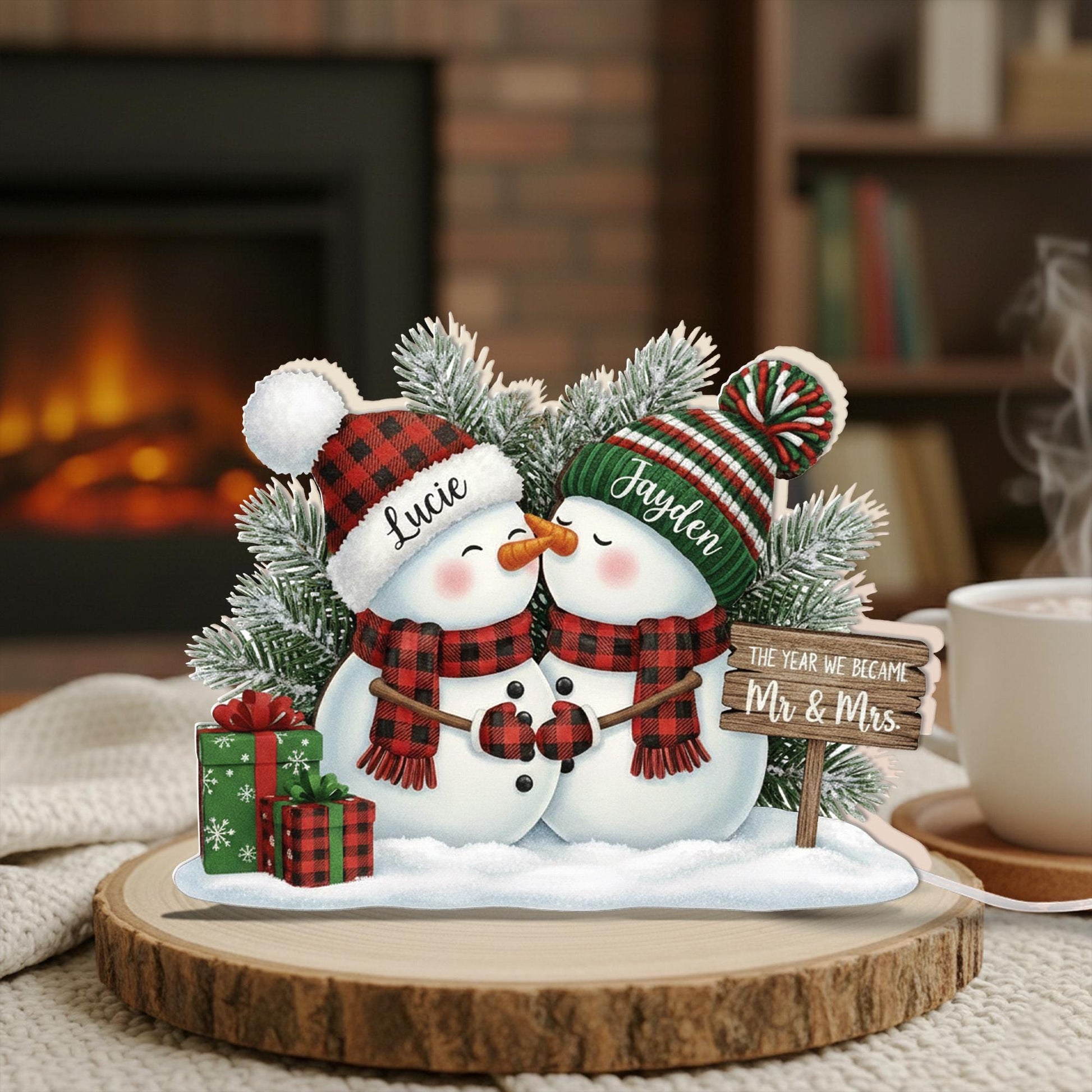 Custom Couple Snowman Night Light – Christmas Gift for Newlyweds or Couples image 3