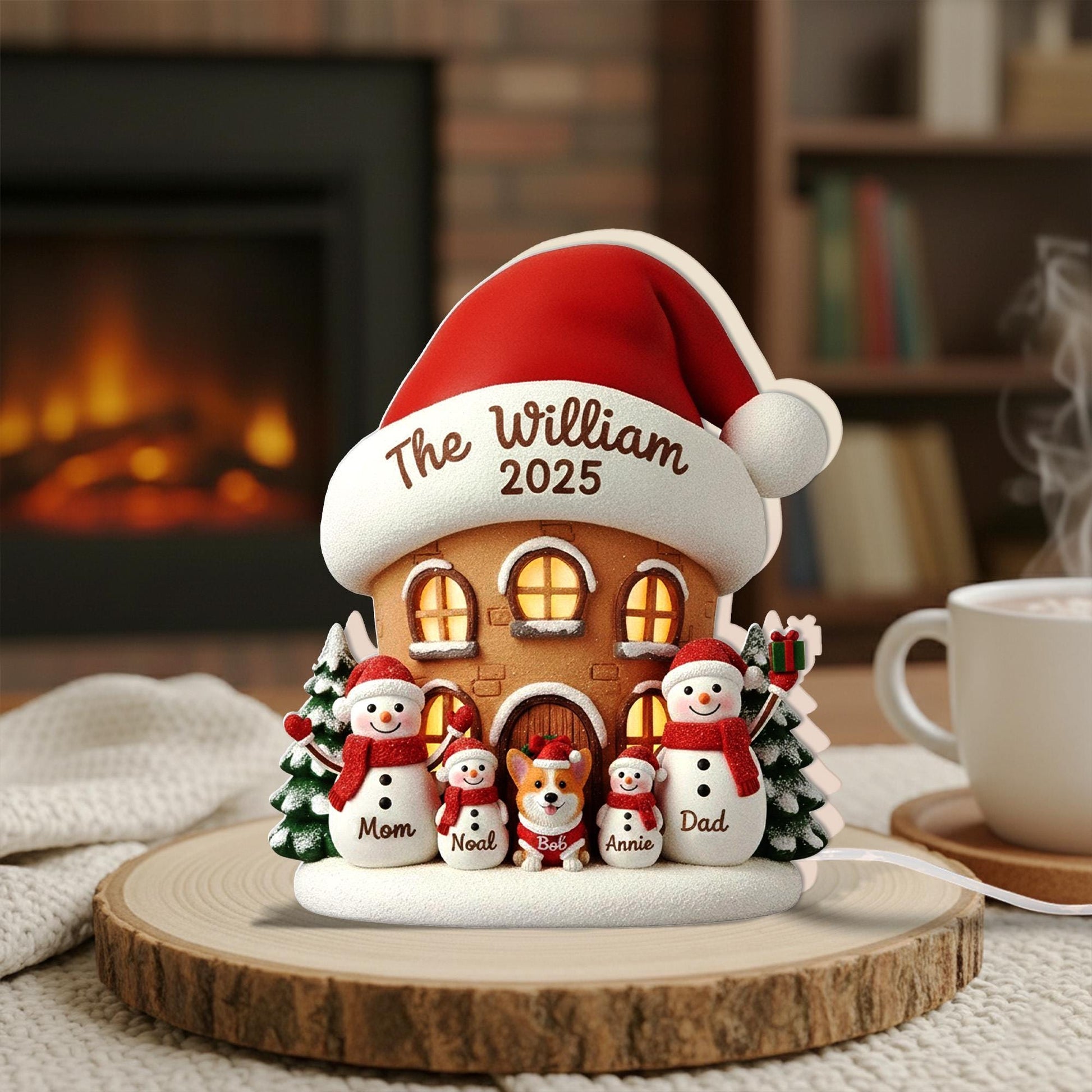 Custom Family Christmas Night Light – Personalized Snowman House Gift for Families image 4